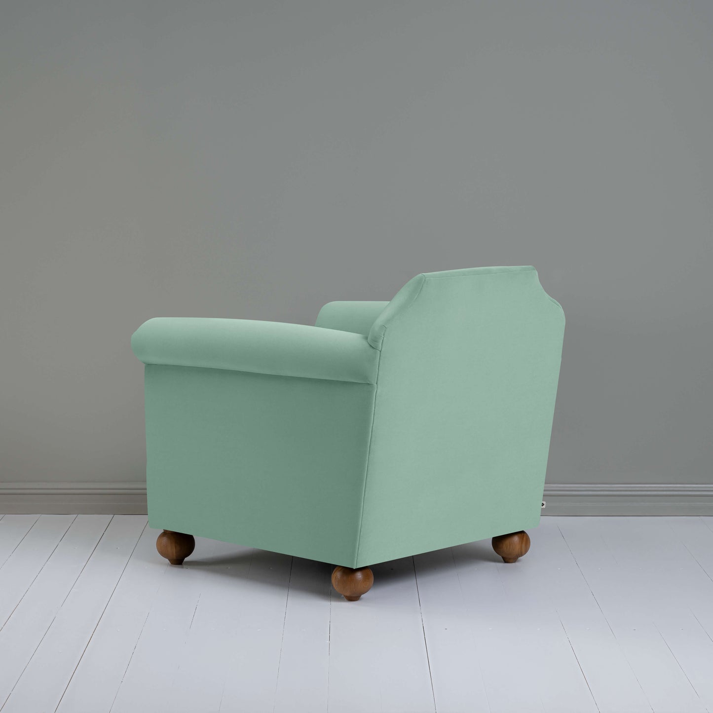 Dolittle Armchair in Intelligent Velvet Sea Mist - Nicola Harding