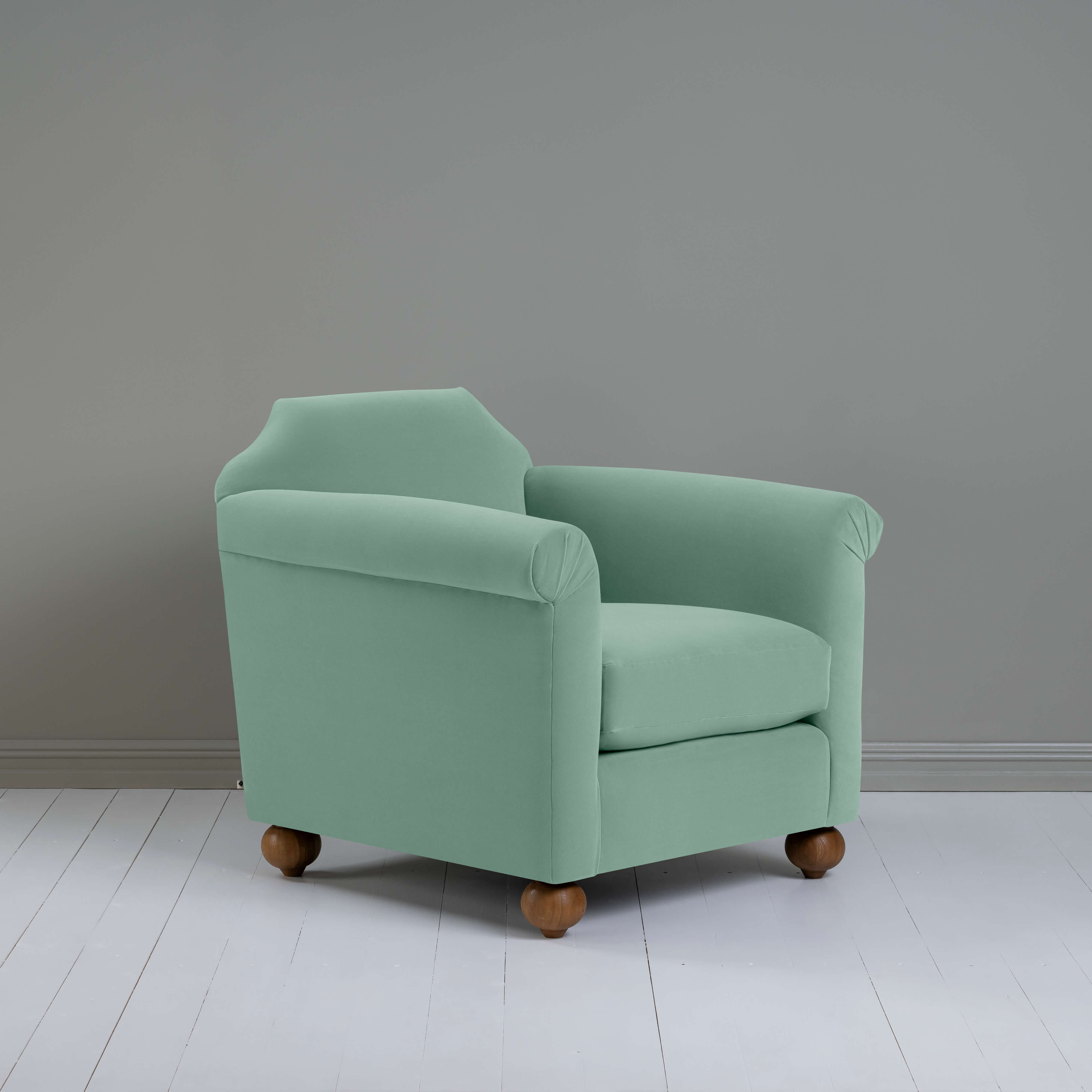  Dolittle Armchair in Intelligent Velvet Sea Mist - Nicola Harding 