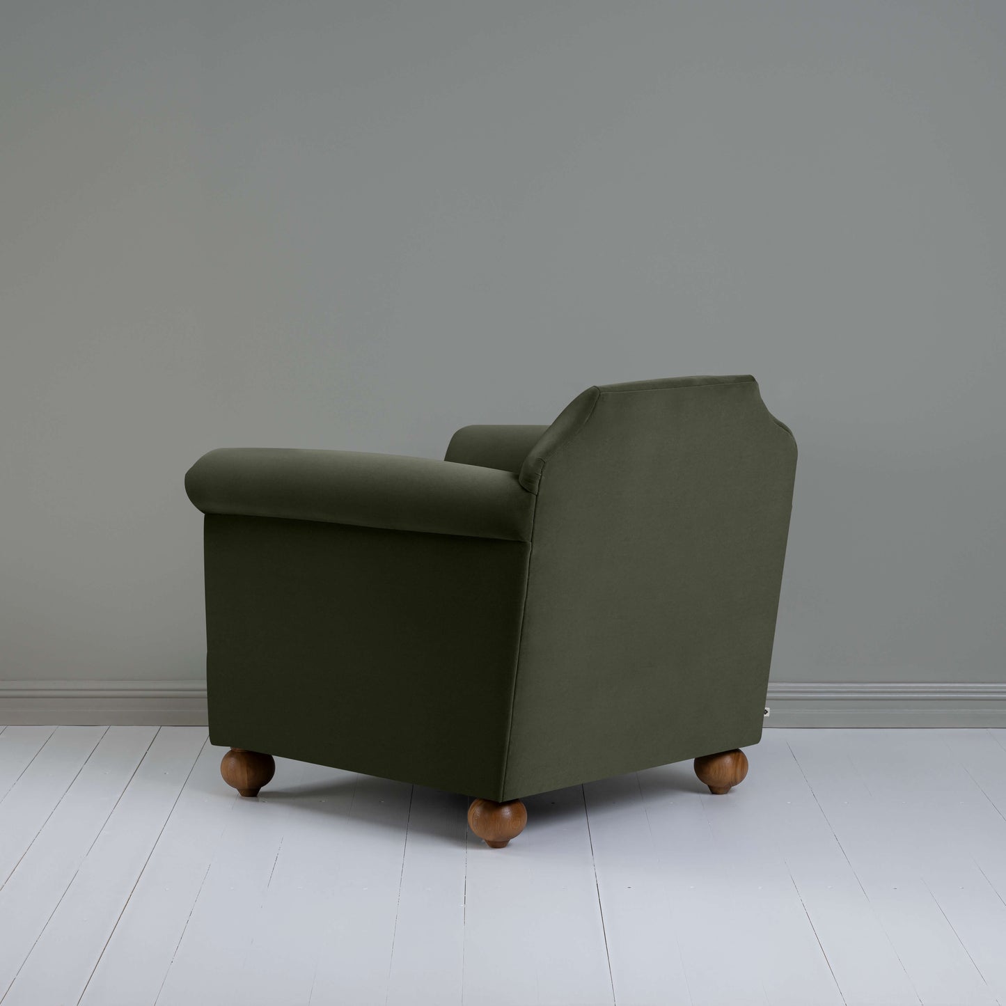 Dolittle Armchair in Intelligent Velvet Seaweed, Back View - Nicola Harding