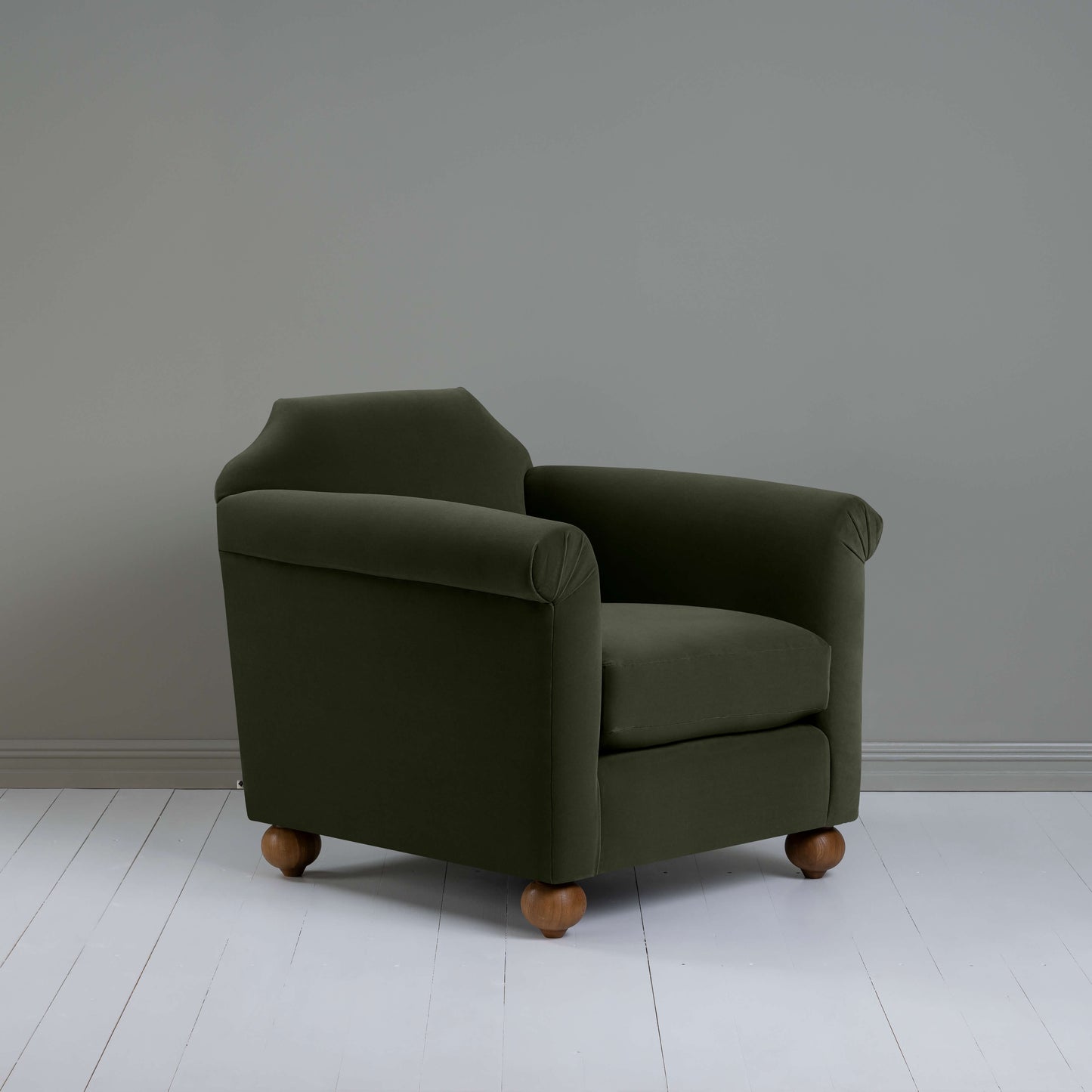 Dolittle Armchair in Intelligent Velvet Seaweed - Nicola Harding