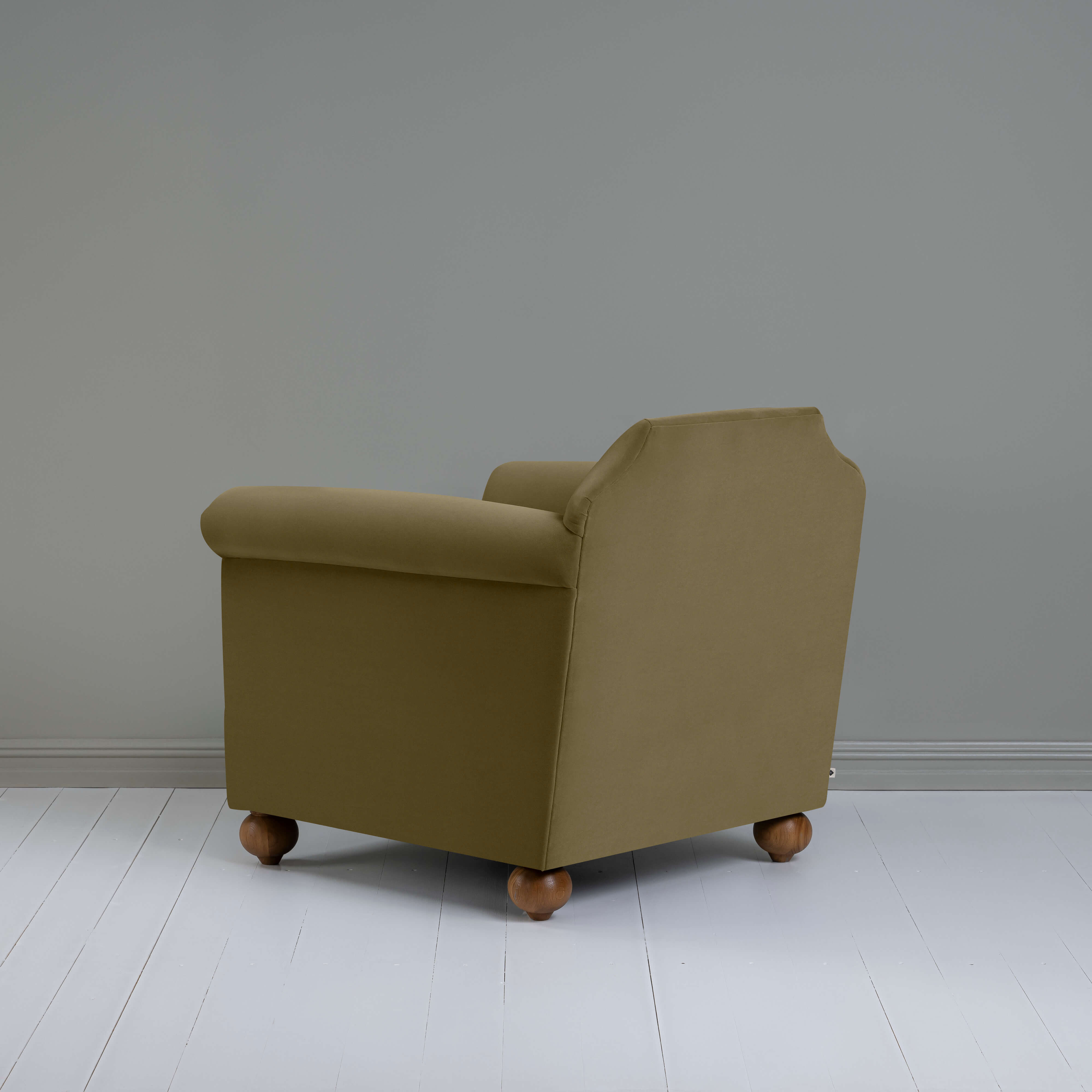  Dolittle Armchair in Intelligent Velvet Sepia, Back View - Nicola Harding 