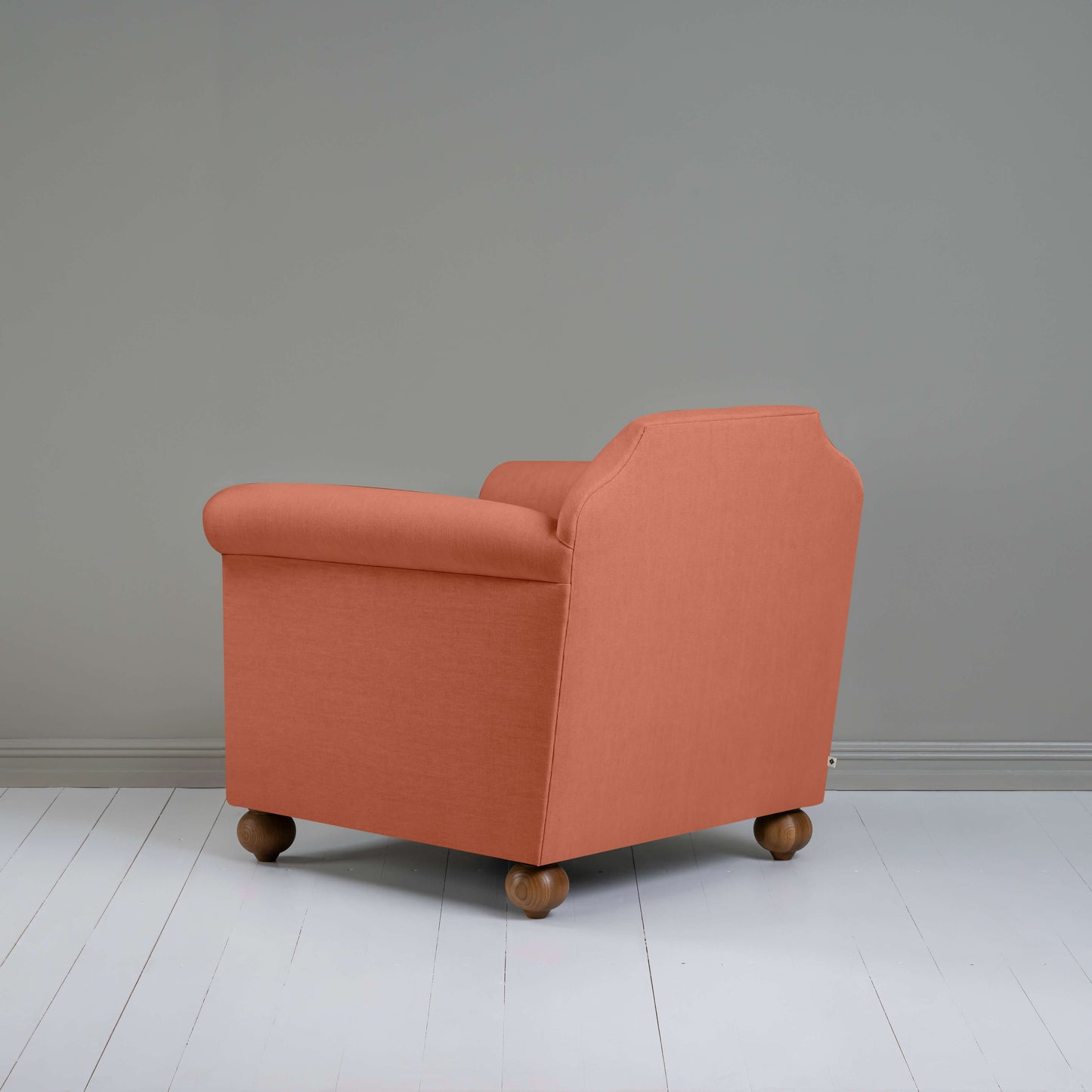 Dolittle Armchair in Laidback Linen Cayenne, Back View - Nicola Harding