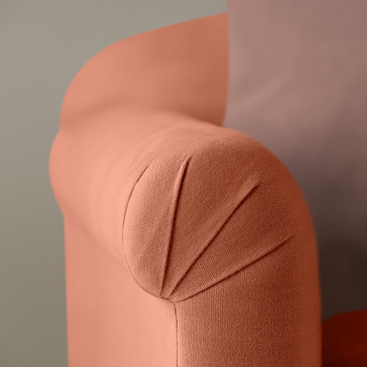 Dolittle Armchair in Laidback Linen Cayenne, Arm Design Closeup - Nicola Harding