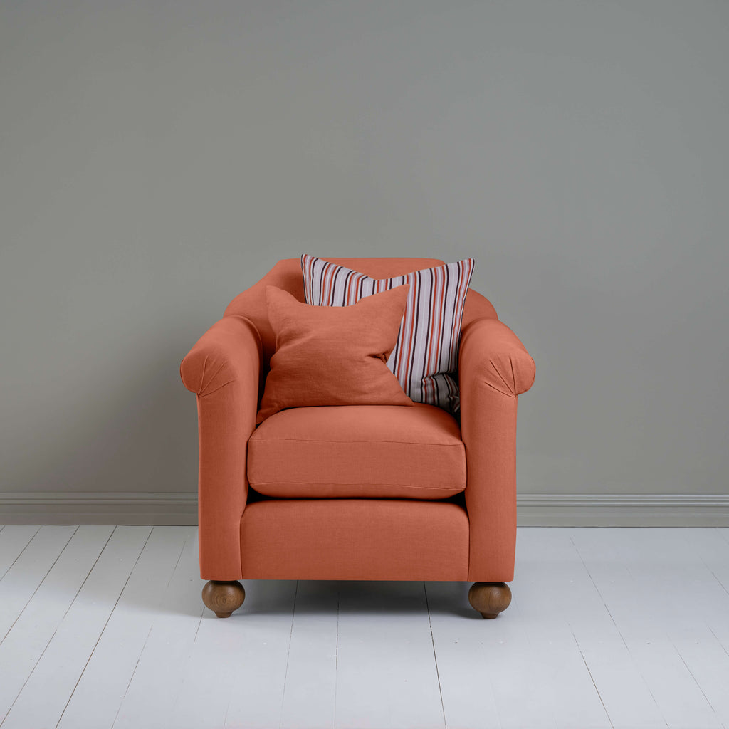  Dolittle Armchair in Laidback Linen Cayenne, With 1 Matching and 1 Other NiX Cushion - Nicola Harding 