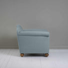  Dolittle Armchair in Laidback Linen Cerulean, Side View - Nicola Harding 