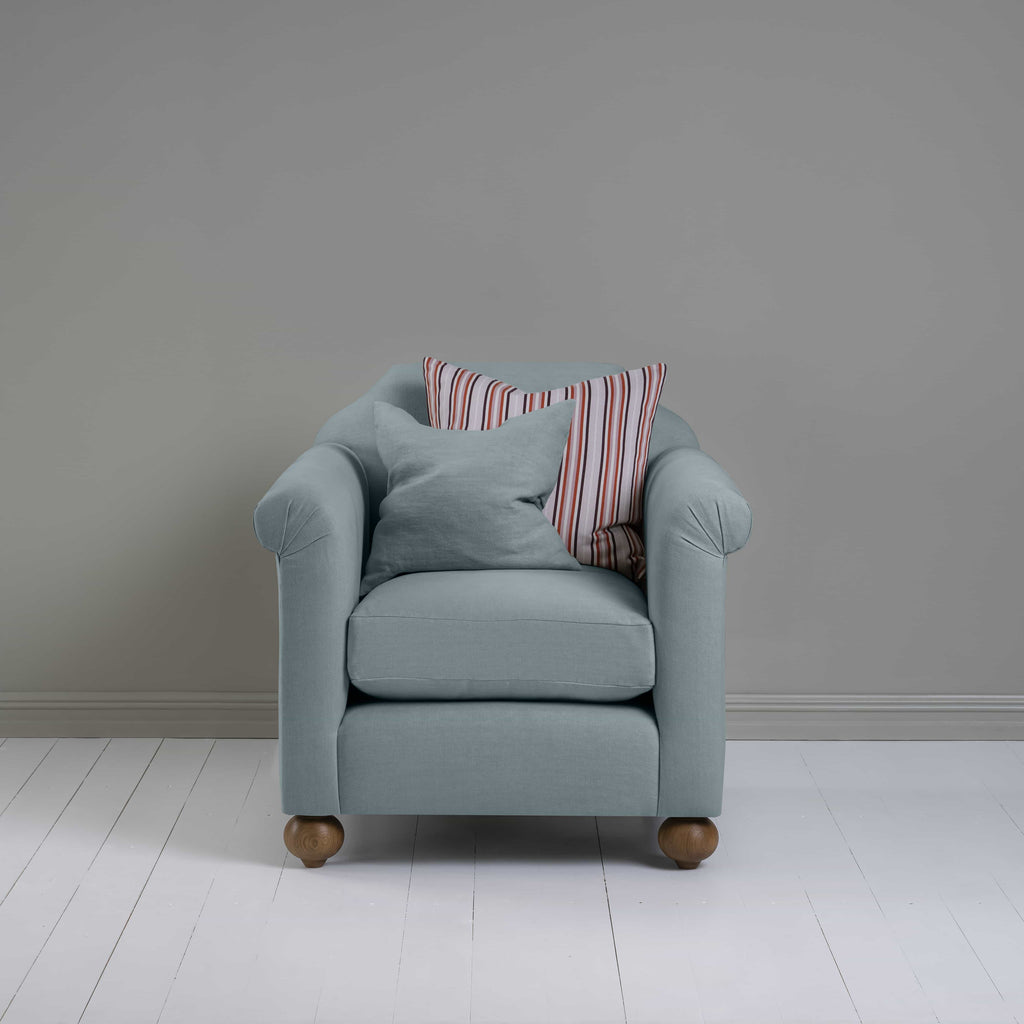  Dolittle Armchair in Laidback Linen Cerulean, With 1 Matching and 1 Other NiX Cushion - Nicola Harding 