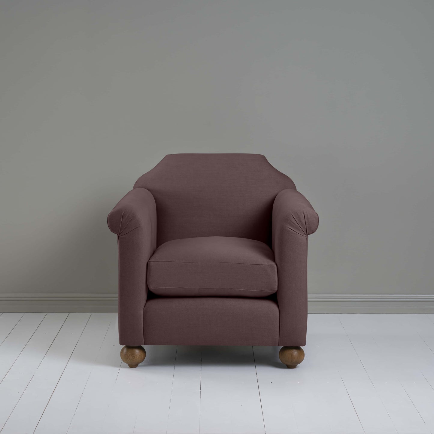 Dolittle Armchair in Laidback Linen Damson - Nicola Harding