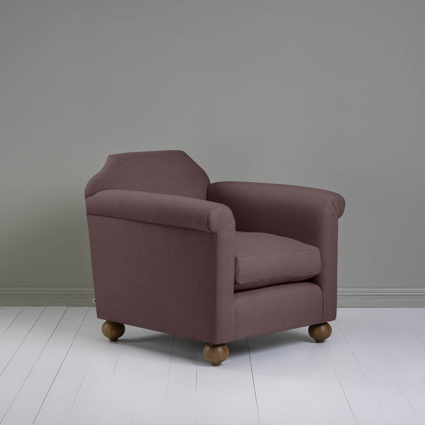 Dolittle Armchair in Laidback Linen Damson - Nicola Harding