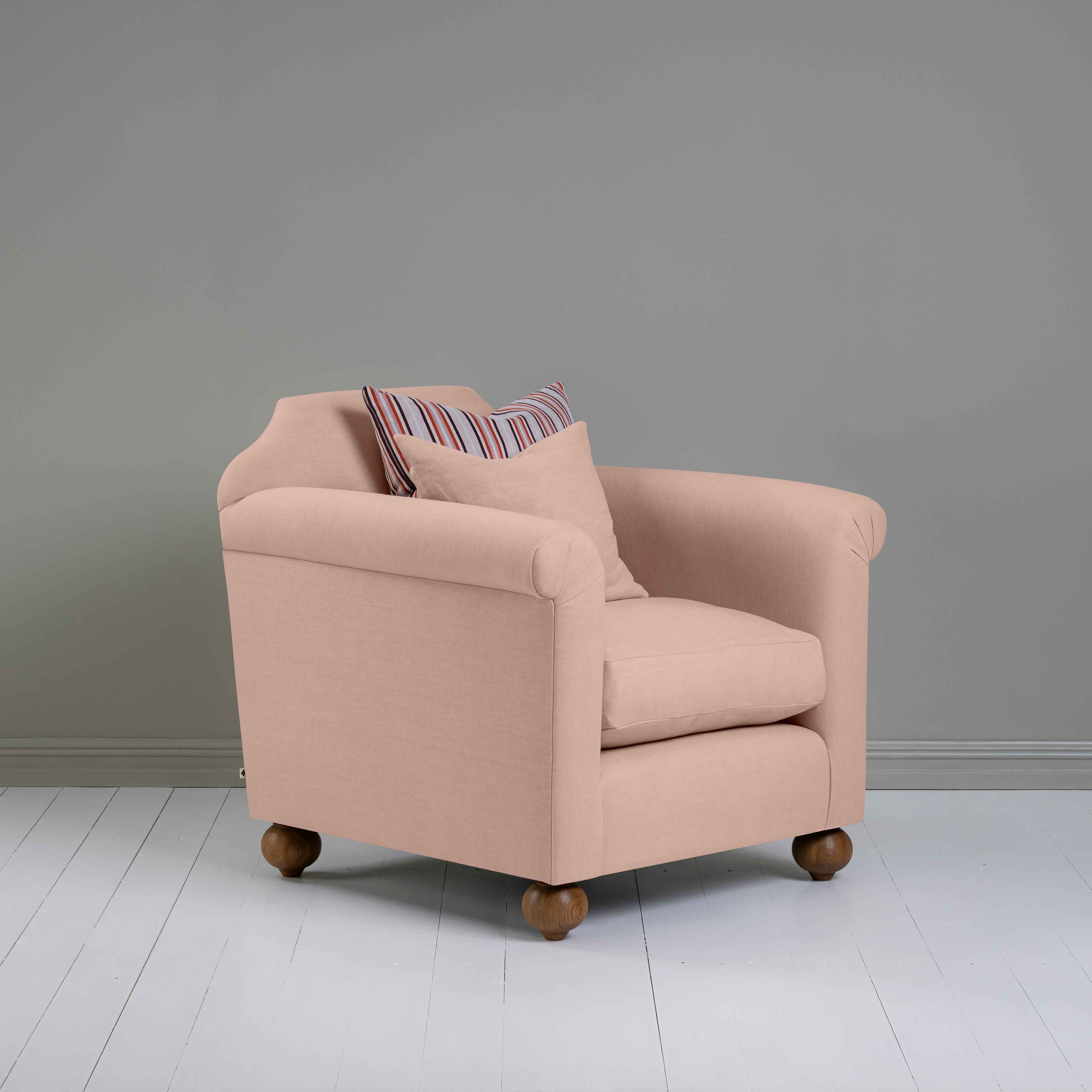  Dolittle Armchair in Laidback Linen Dusky Pink - Nicola Harding 