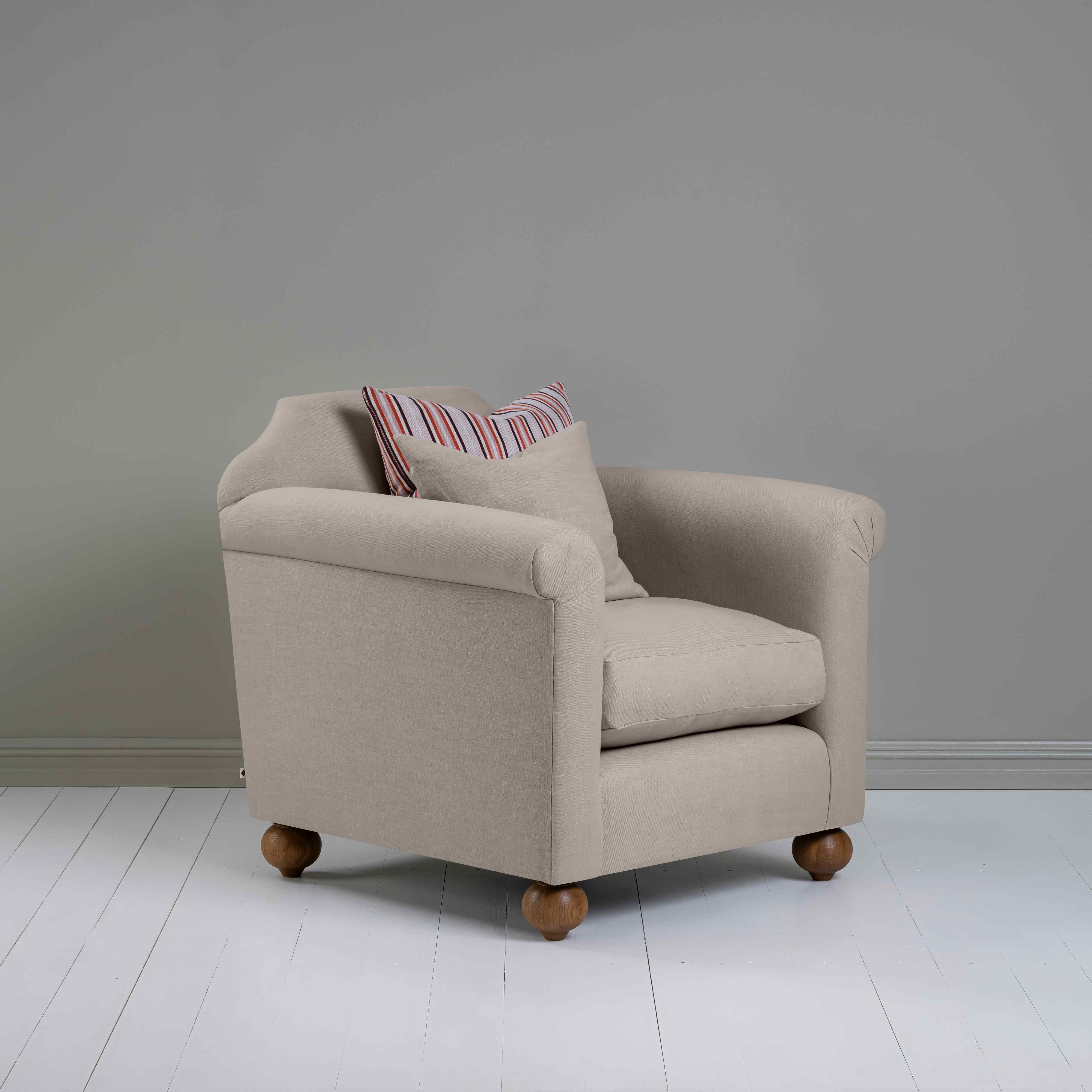  Dolittle Armchair in Laidback Linen Pearl Grey - Nicola Harding 