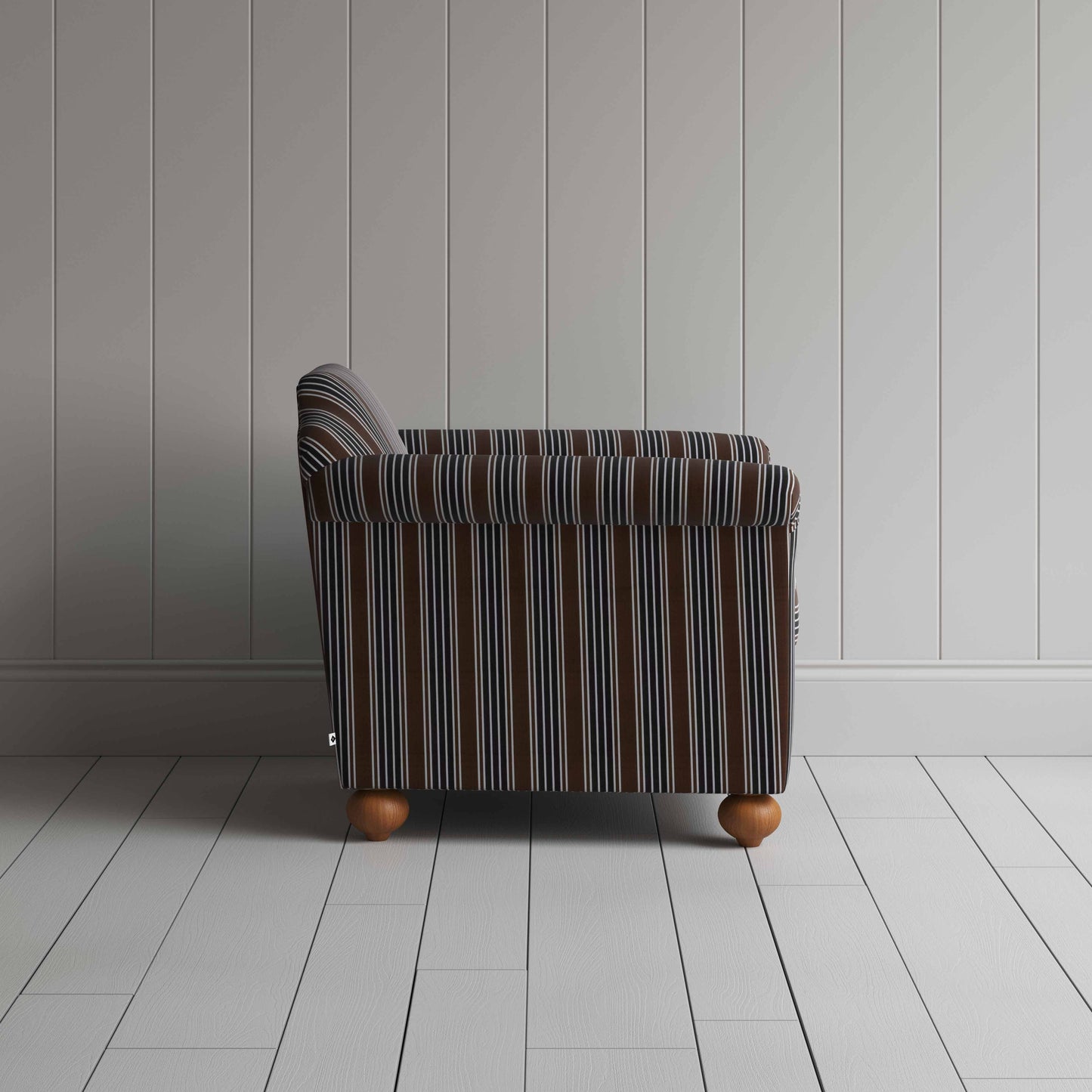 Dolittle Armchair in Regatta Cotton, Charcoal - Nicola Harding