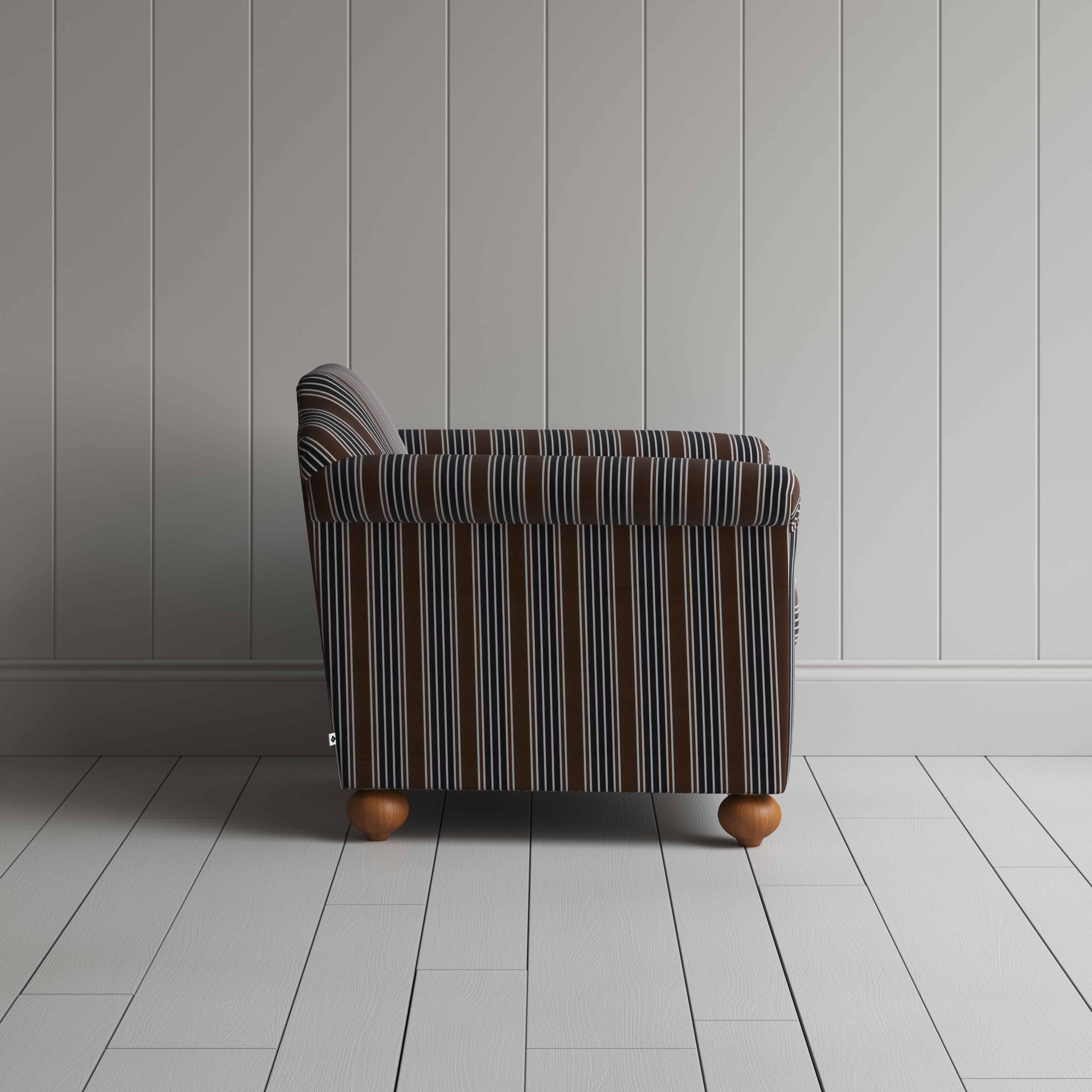 Dolittle Armchair in Regatta Cotton, Charcoal, Side View - Nicola Harding 