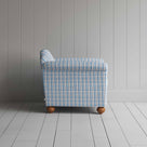  Dolittle Armchair in Square Deal Cotton, Blue Brown, Side View - Nicola Harding 