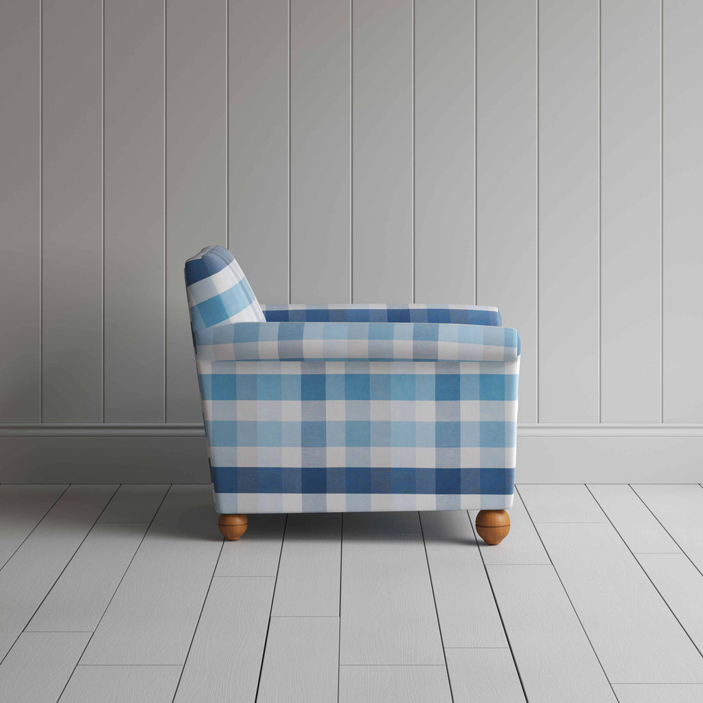  Idler Armchair in Checkmate Cotton, Blue 