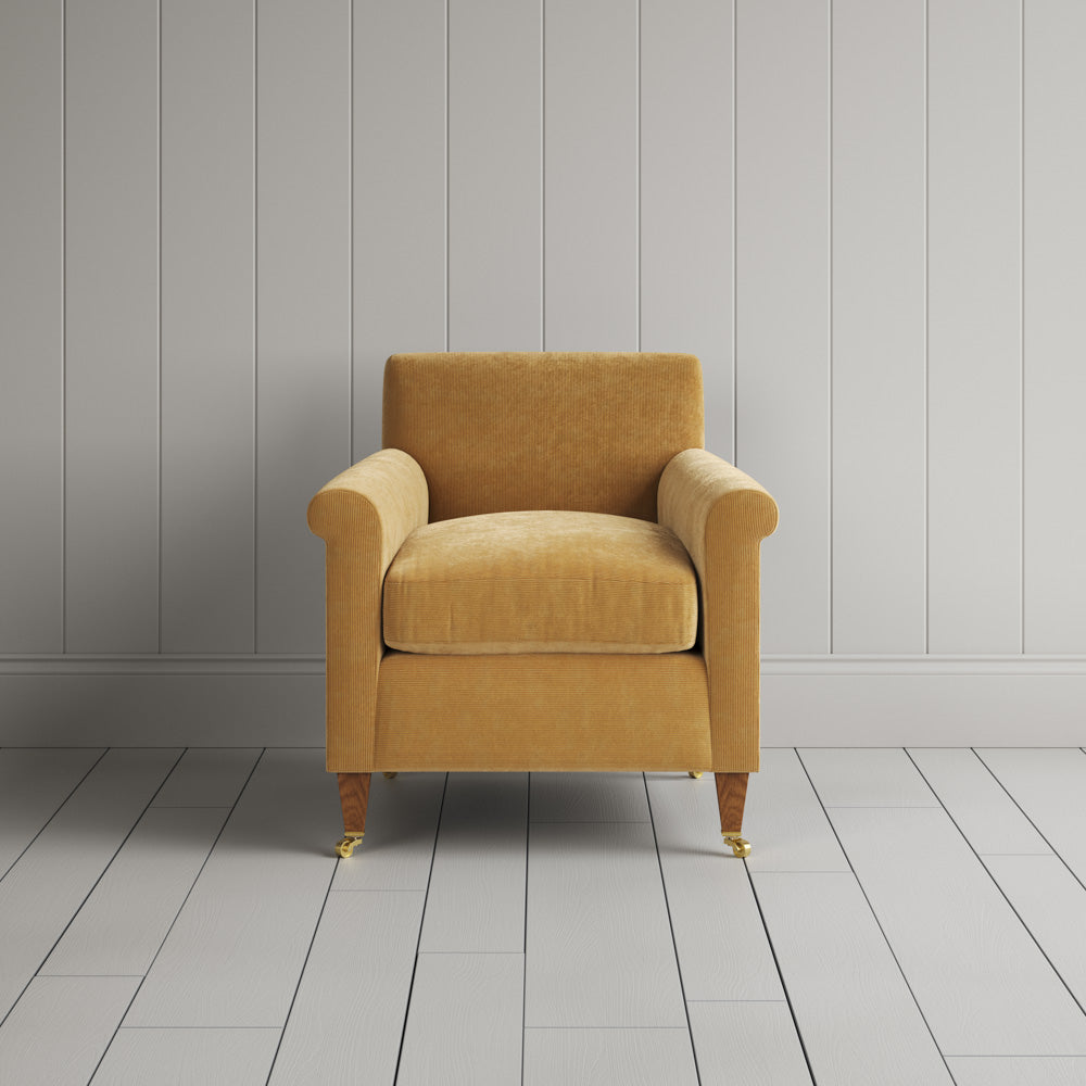  Idler Armchair in Wheat Classic Corduroy, a UK handmade luxury reading chair. 