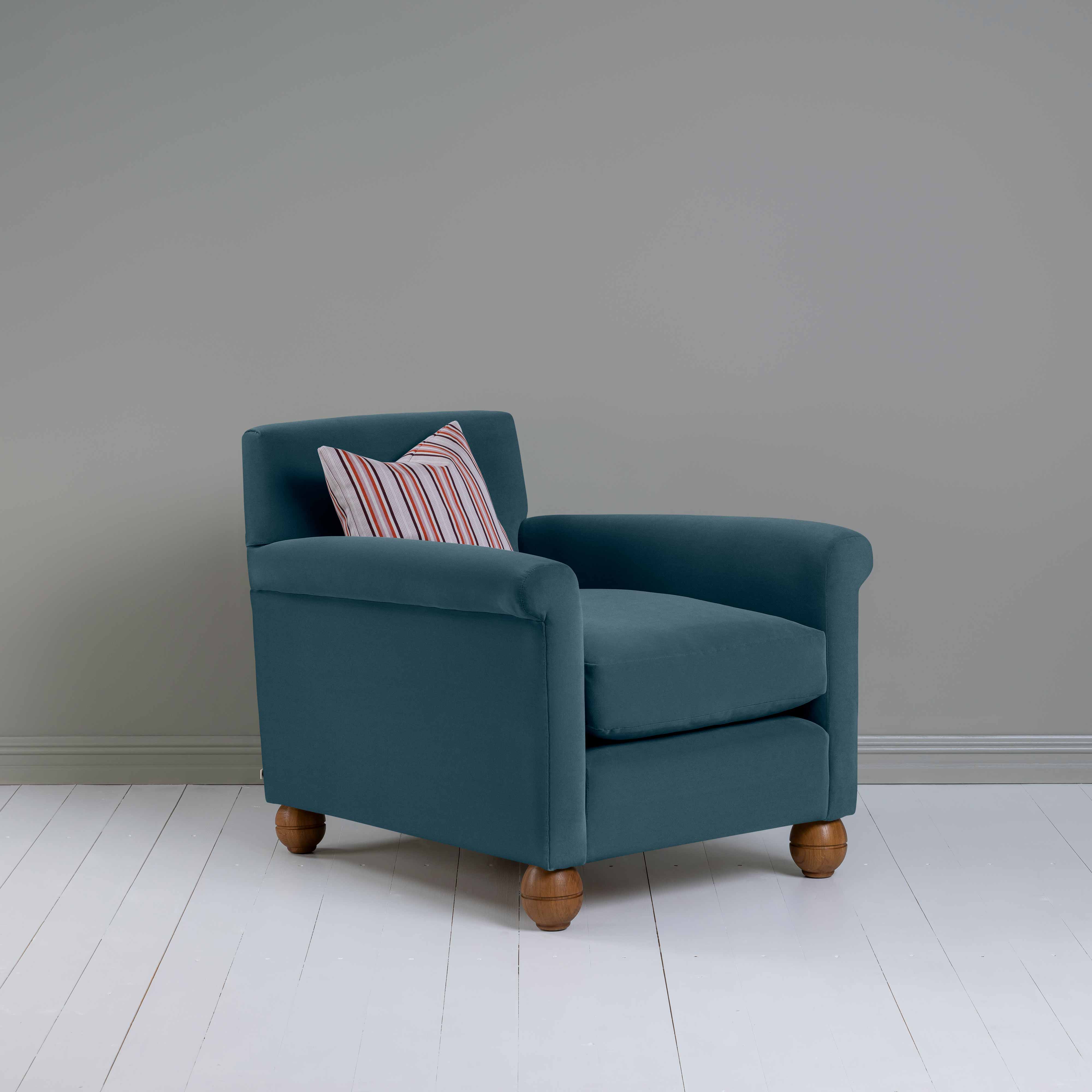  Idler Armchair in Intelligent Velvet Aegean - Nicola Harding 