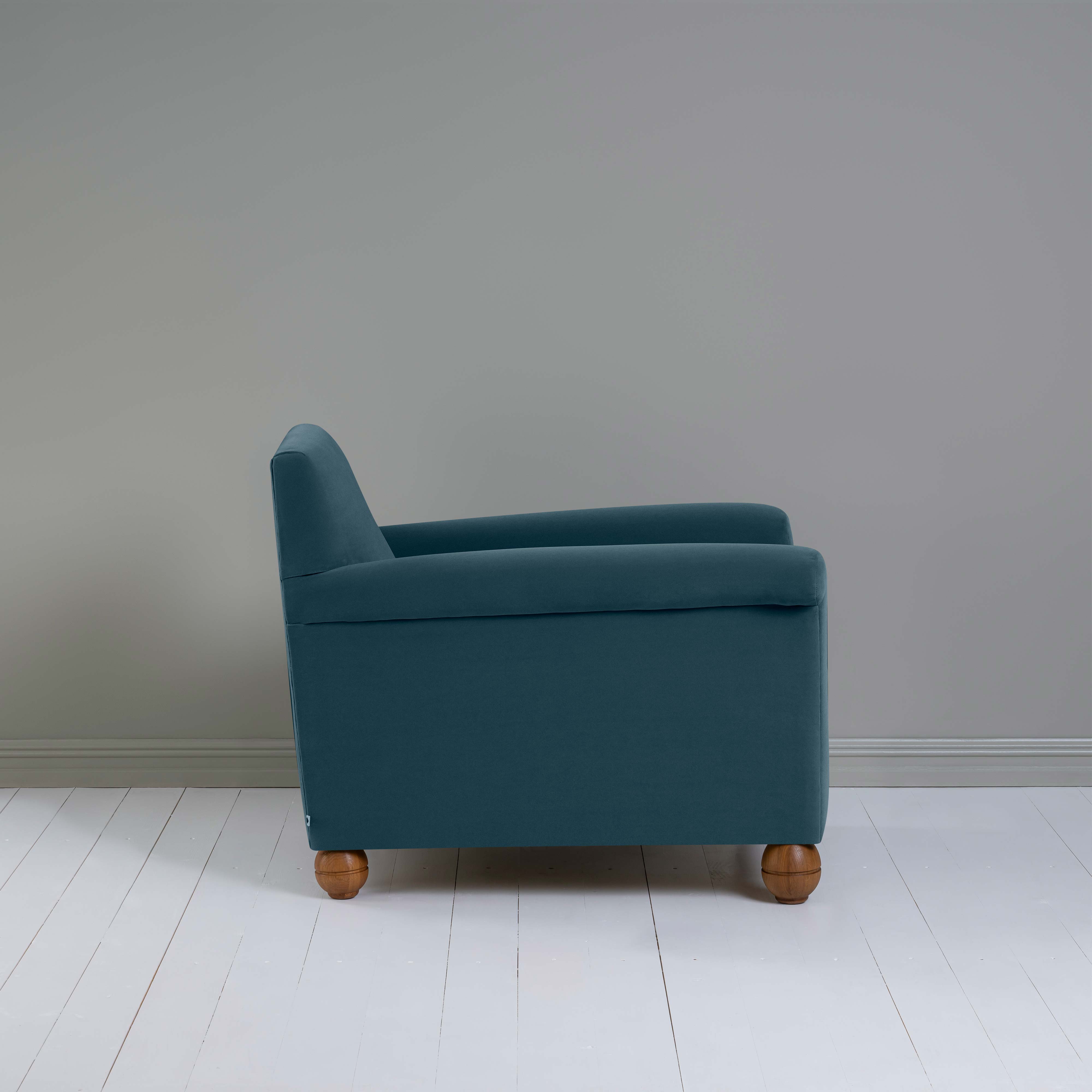  Idler Armchair in Intelligent Velvet Aegean - Nicola Harding 