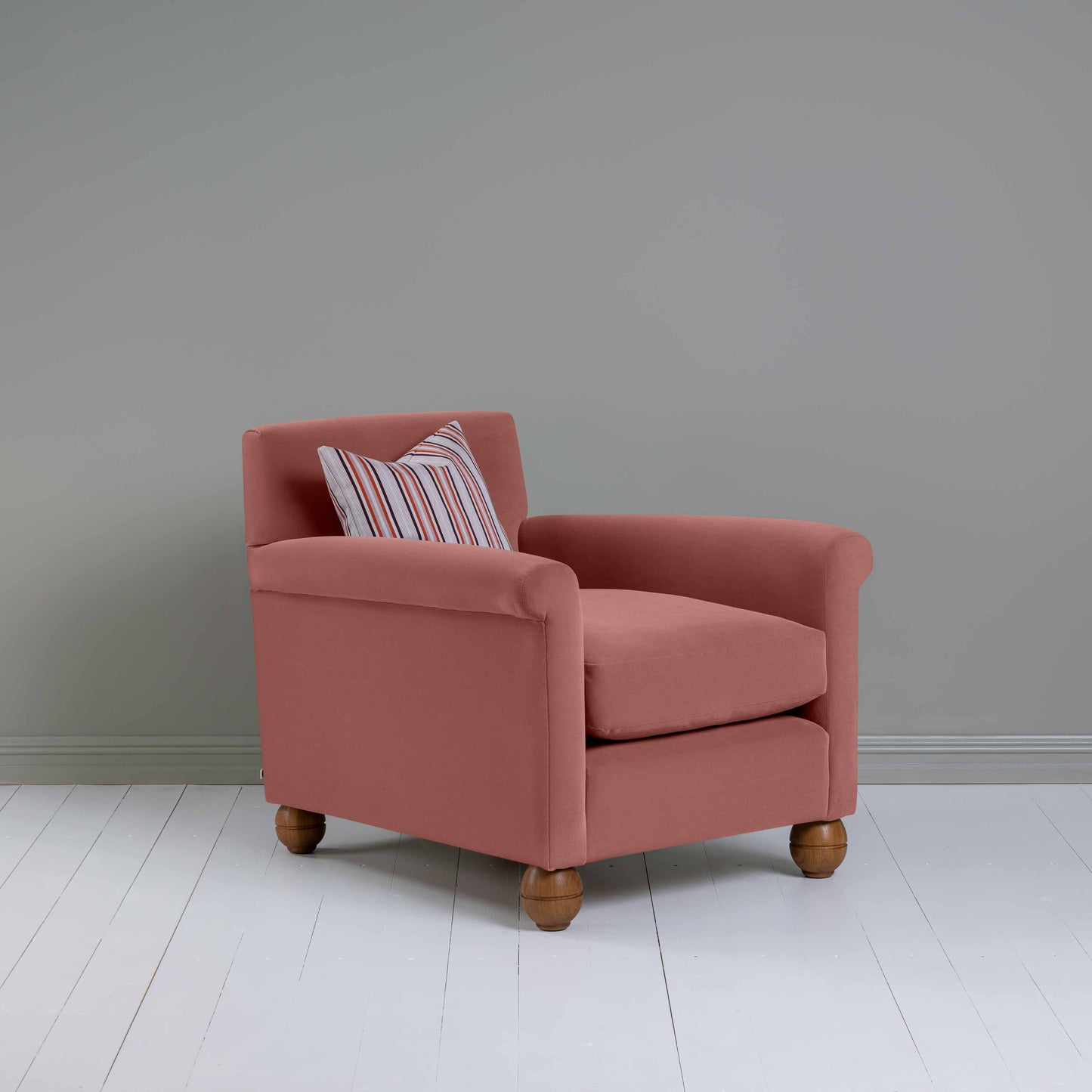 Idler Armchair in Intelligent Velvet Damson - Nicola Harding