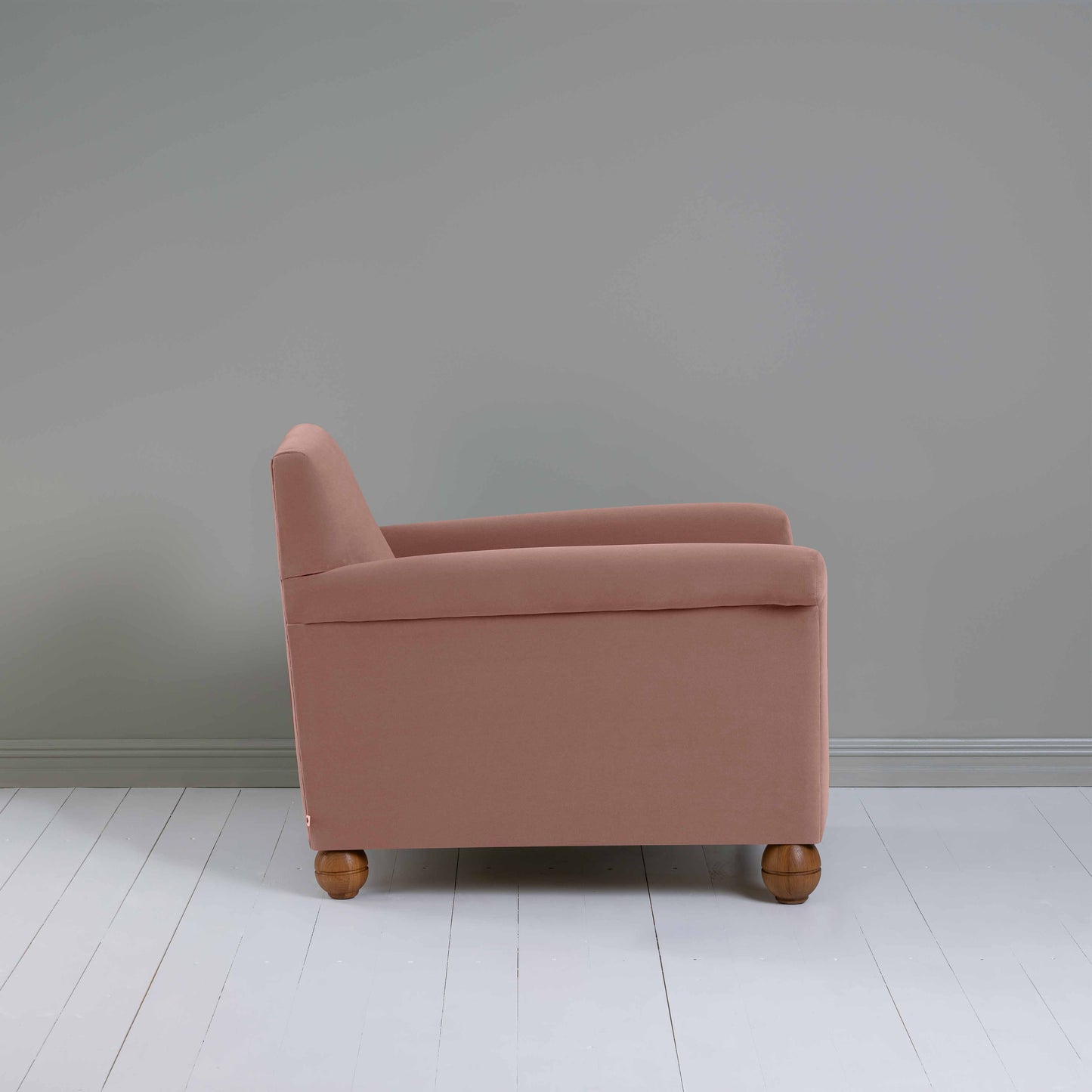 Idler Armchair in Intelligent Velvet Dusky Pink - Nicola Harding