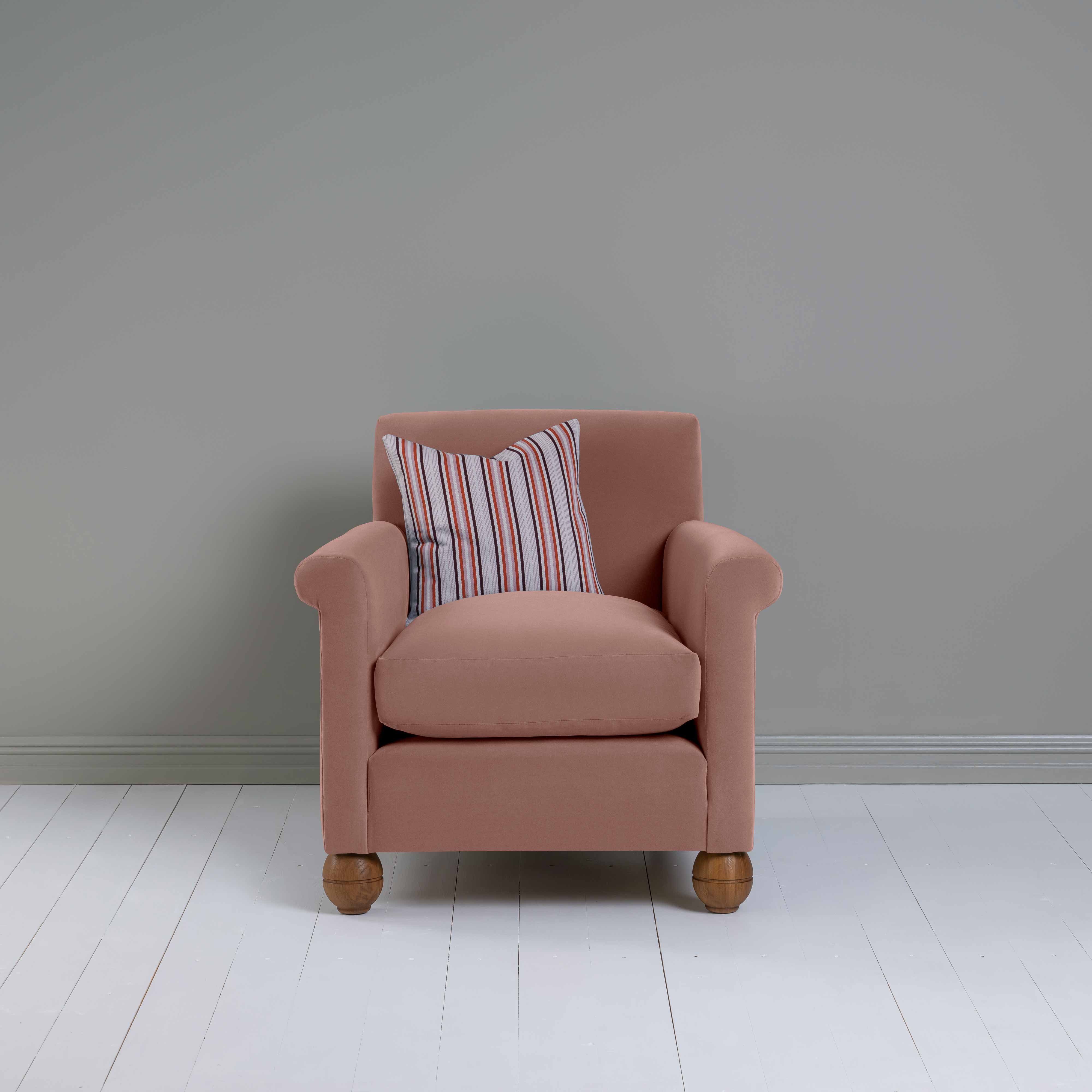  Idler Armchair in Intelligent Velvet Dusky Pink - Nicola Harding 