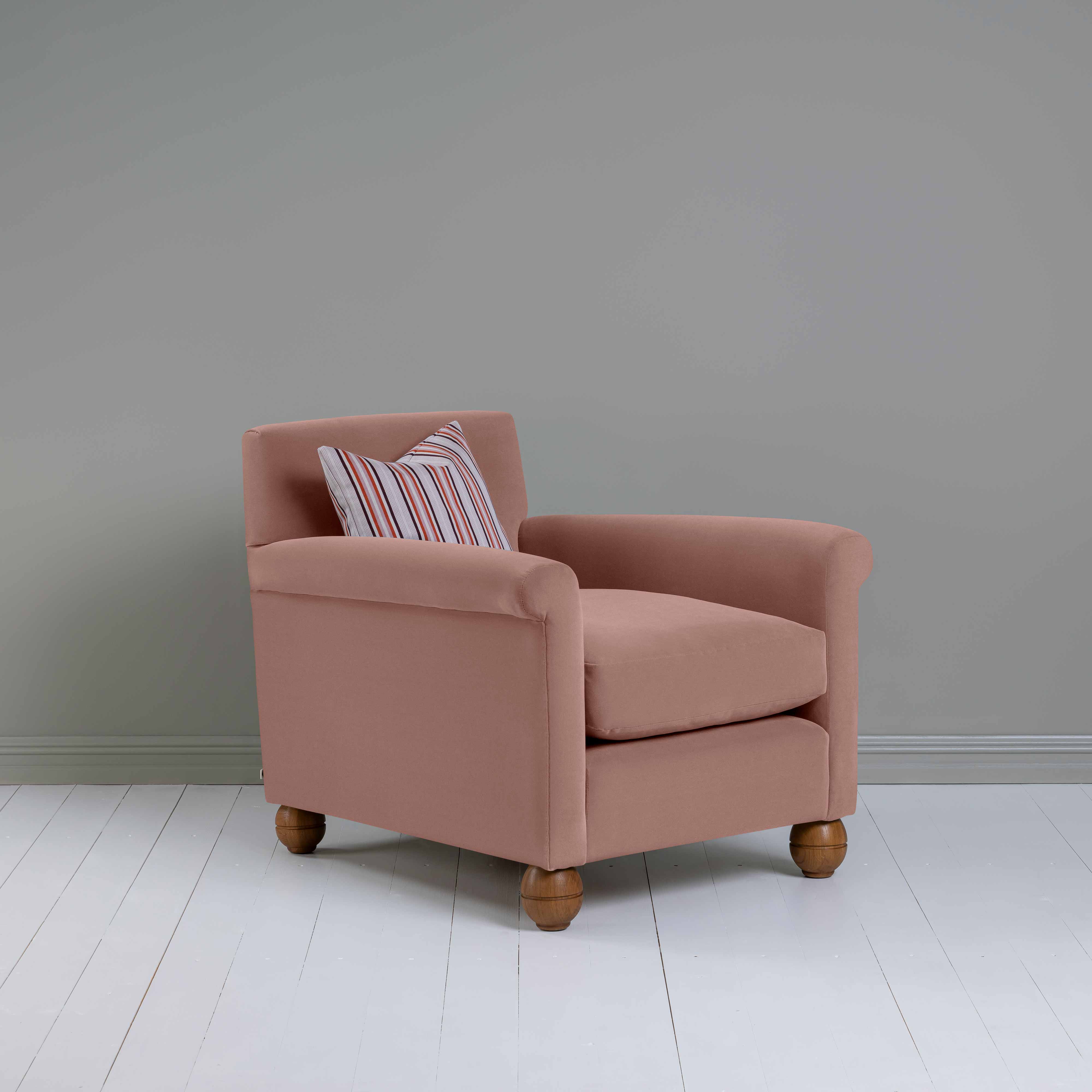  Idler Armchair in Intelligent Velvet Dusky Pink - Nicola Harding 