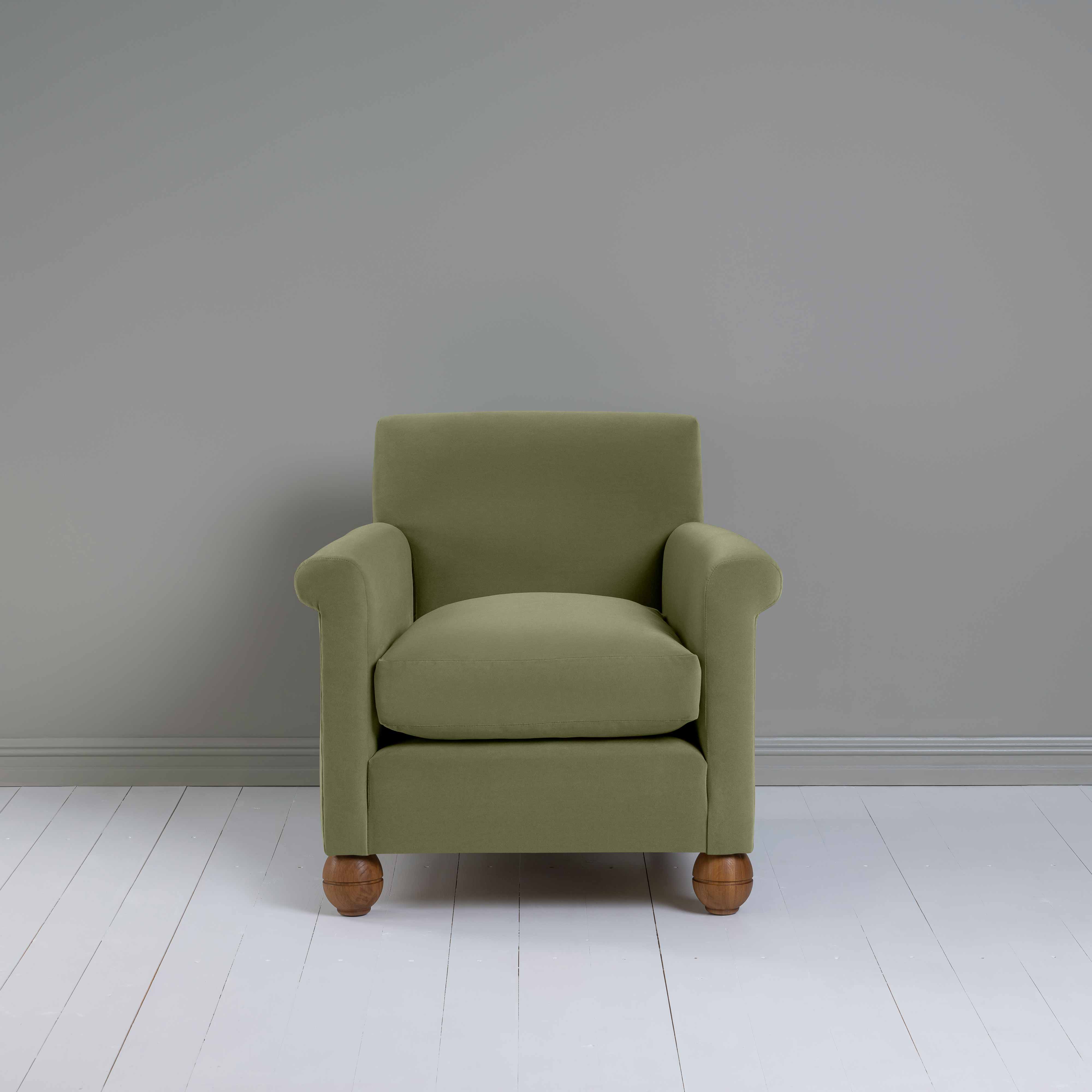  Idler Armchair in Intelligent Velvet Green Tea - Nicola Harding 