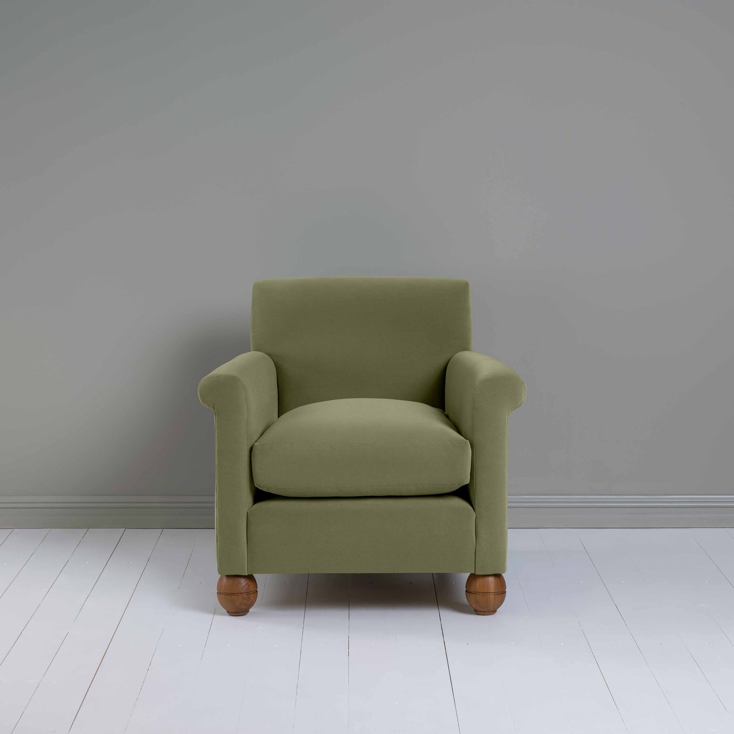 Idler Armchair in Intelligent Velvet Green Tea - Nicola Harding