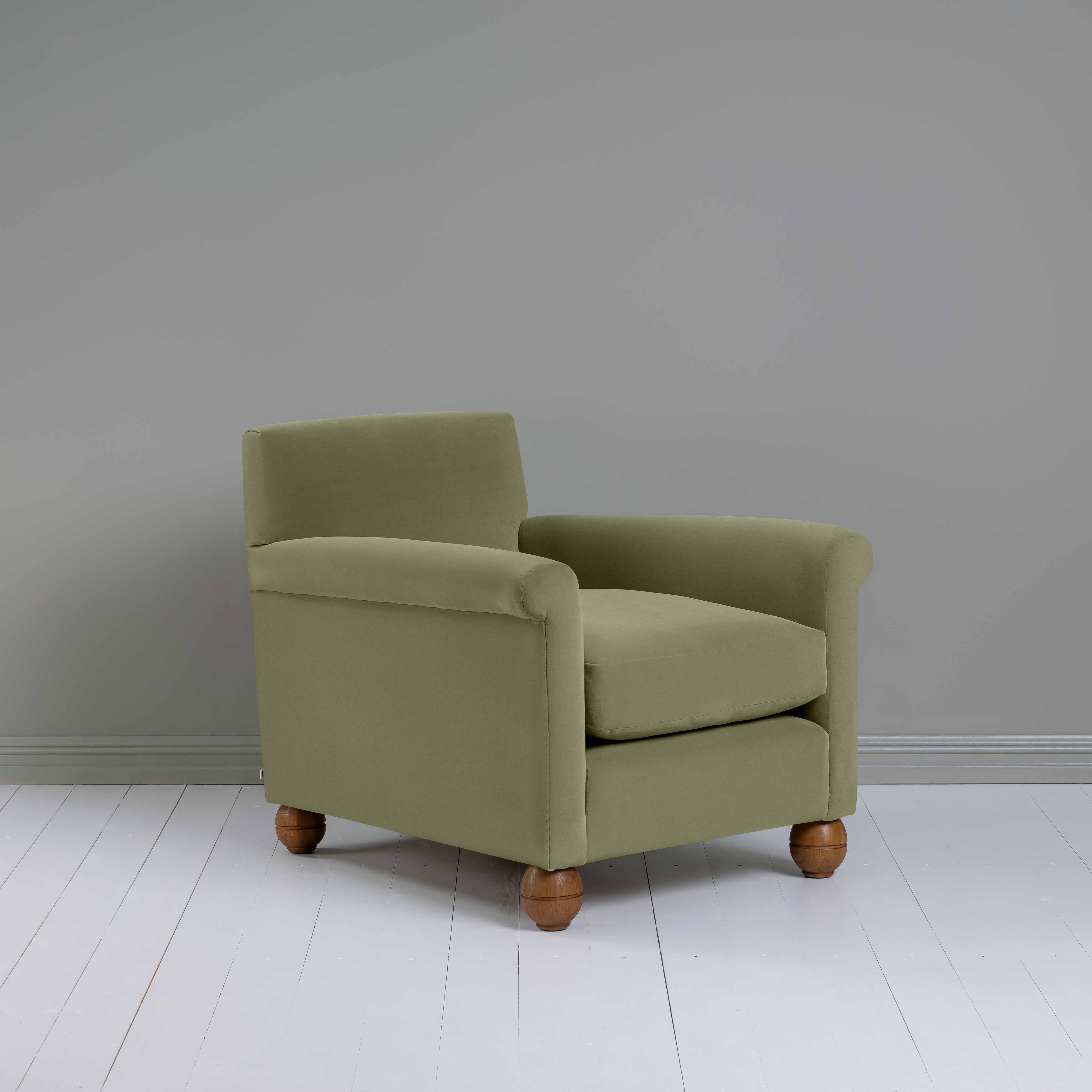  Idler Armchair in Intelligent Velvet Green Tea - Nicola Harding 