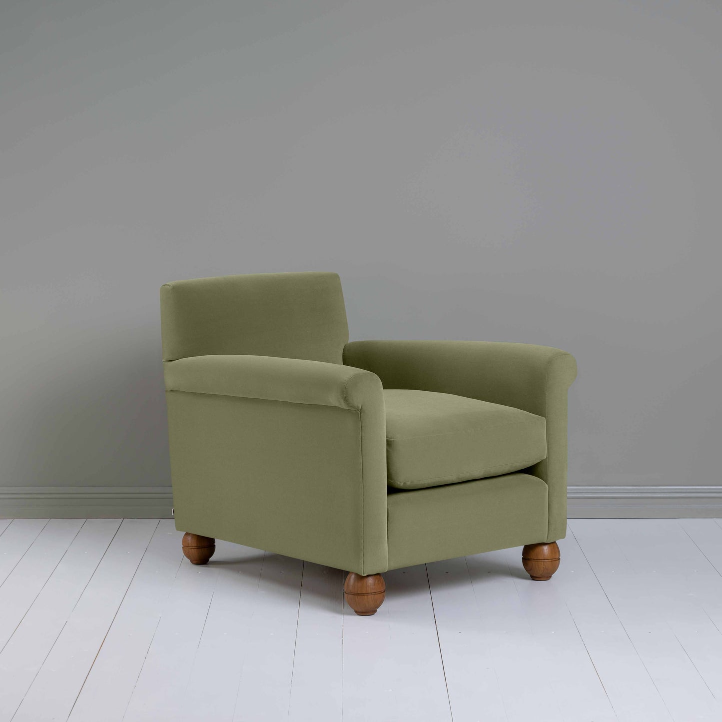 Idler Armchair in Intelligent Velvet Green Tea