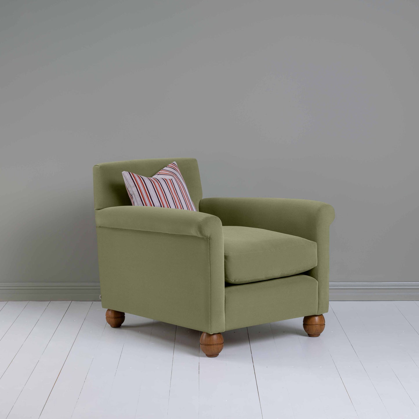 Idler Armchair in Intelligent Velvet Green Tea - Nicola Harding