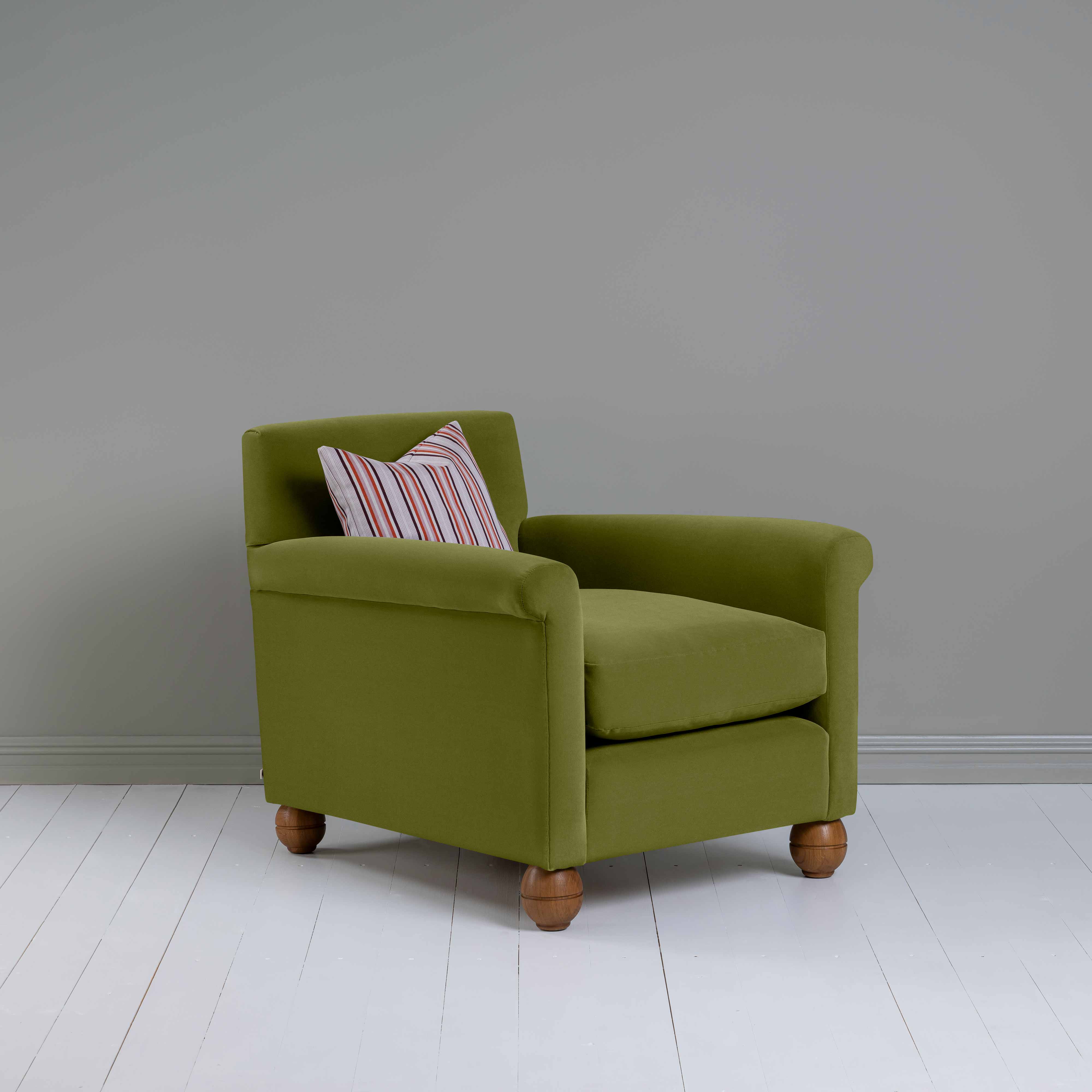  Idler Armchair in Intelligent Velvet Lawn - Nicola Harding 