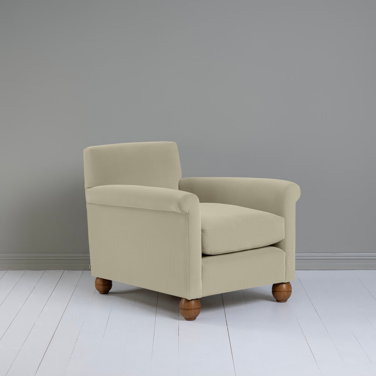 Idler Armchair in Intelligent Velvet Moonstone - Nicola Harding