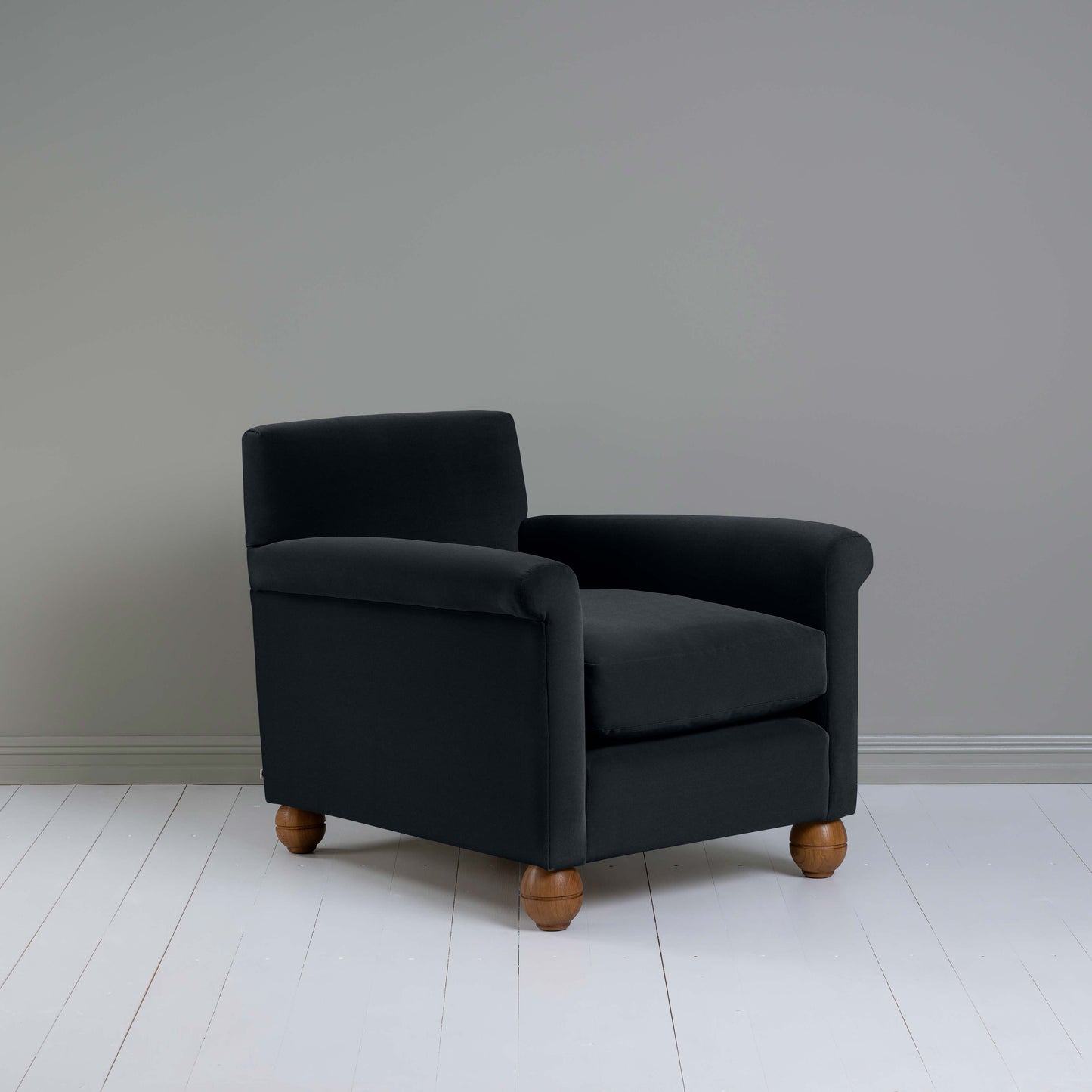 Idler Armchair in Intelligent Velvet Onyx - Nicola Harding