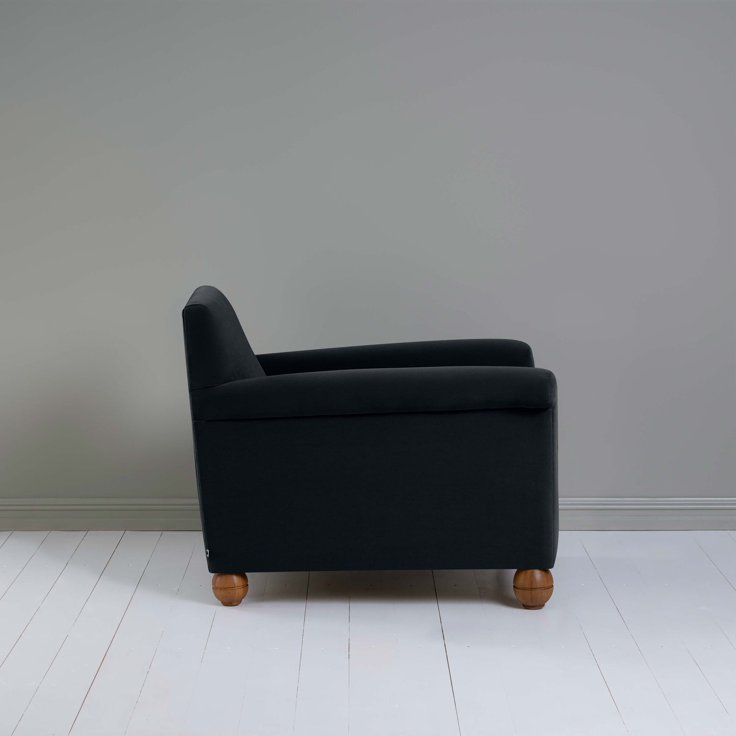 Idler Armchair in Intelligent Velvet Onyx - Nicola Harding