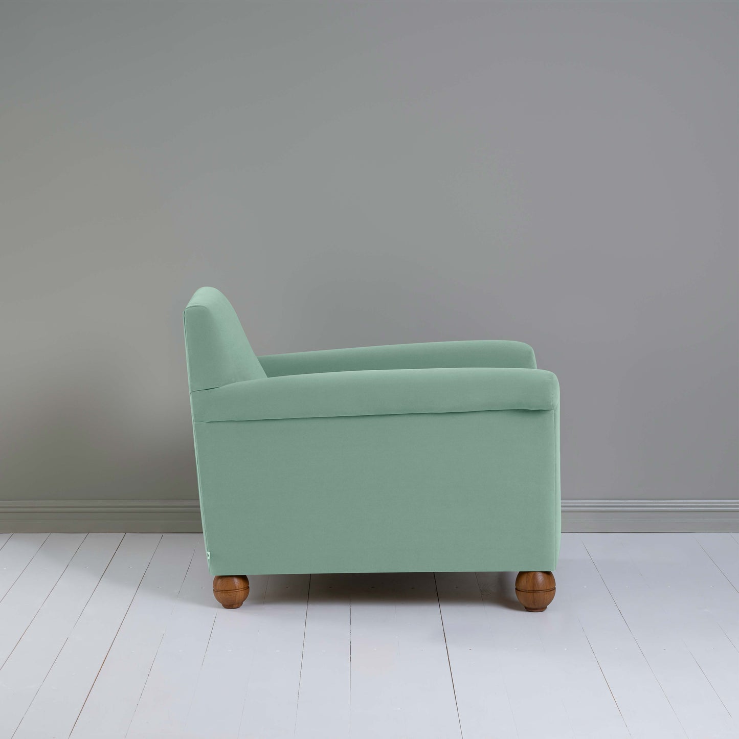 Idler Armchair in Intelligent Velvet Sea Mist - Nicola Harding