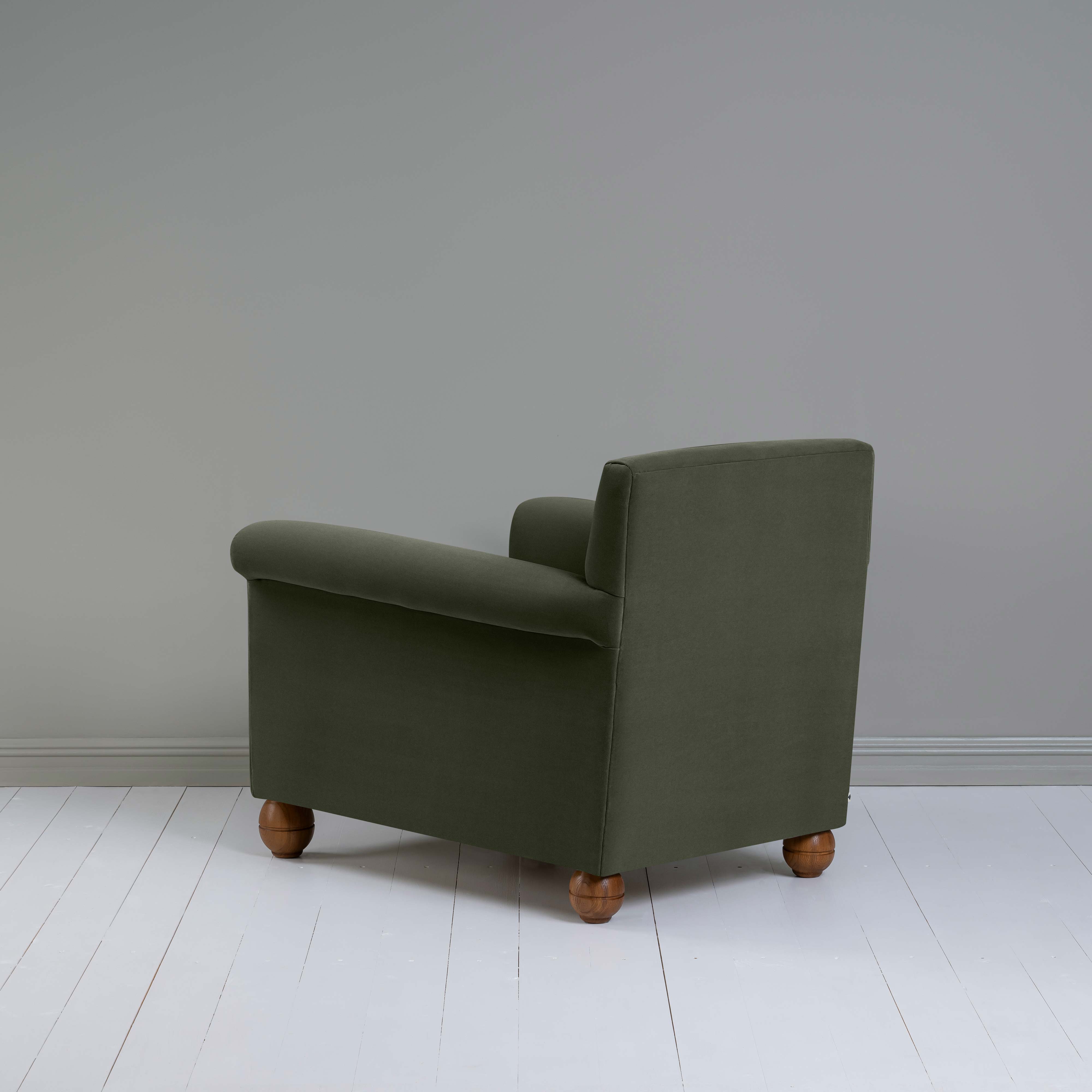  Idler Armchair in Intelligent Velvet Seaweed - Nicola Harding 