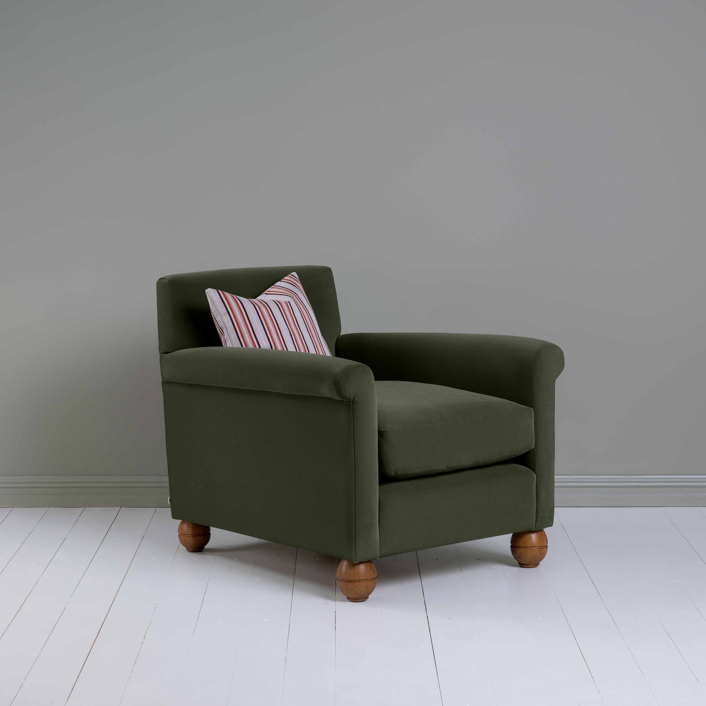 Idler Armchair in Intelligent Velvet Seaweed - Nicola Harding