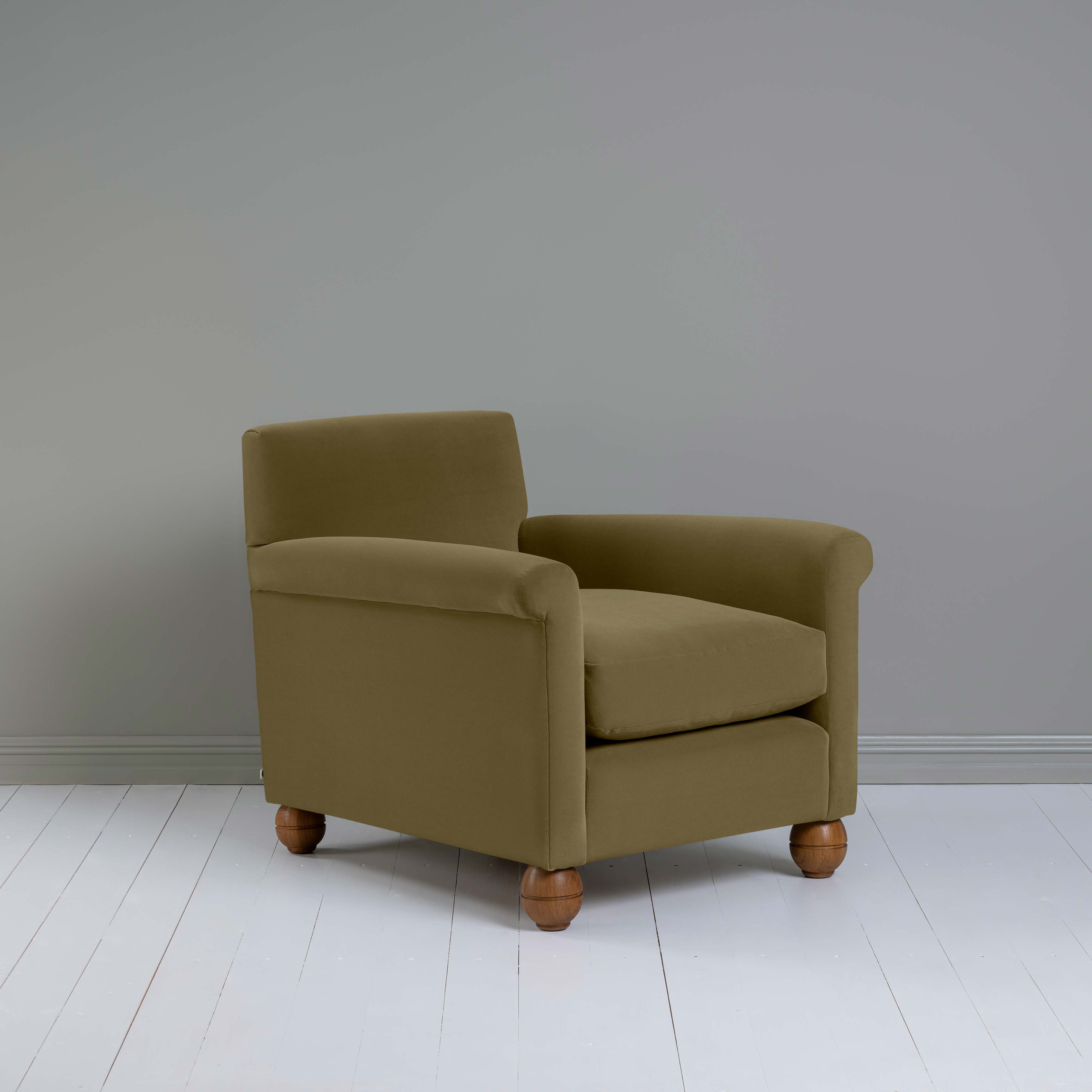  Idler Armchair in Intelligent Velvet Sepia - Nicola Harding 