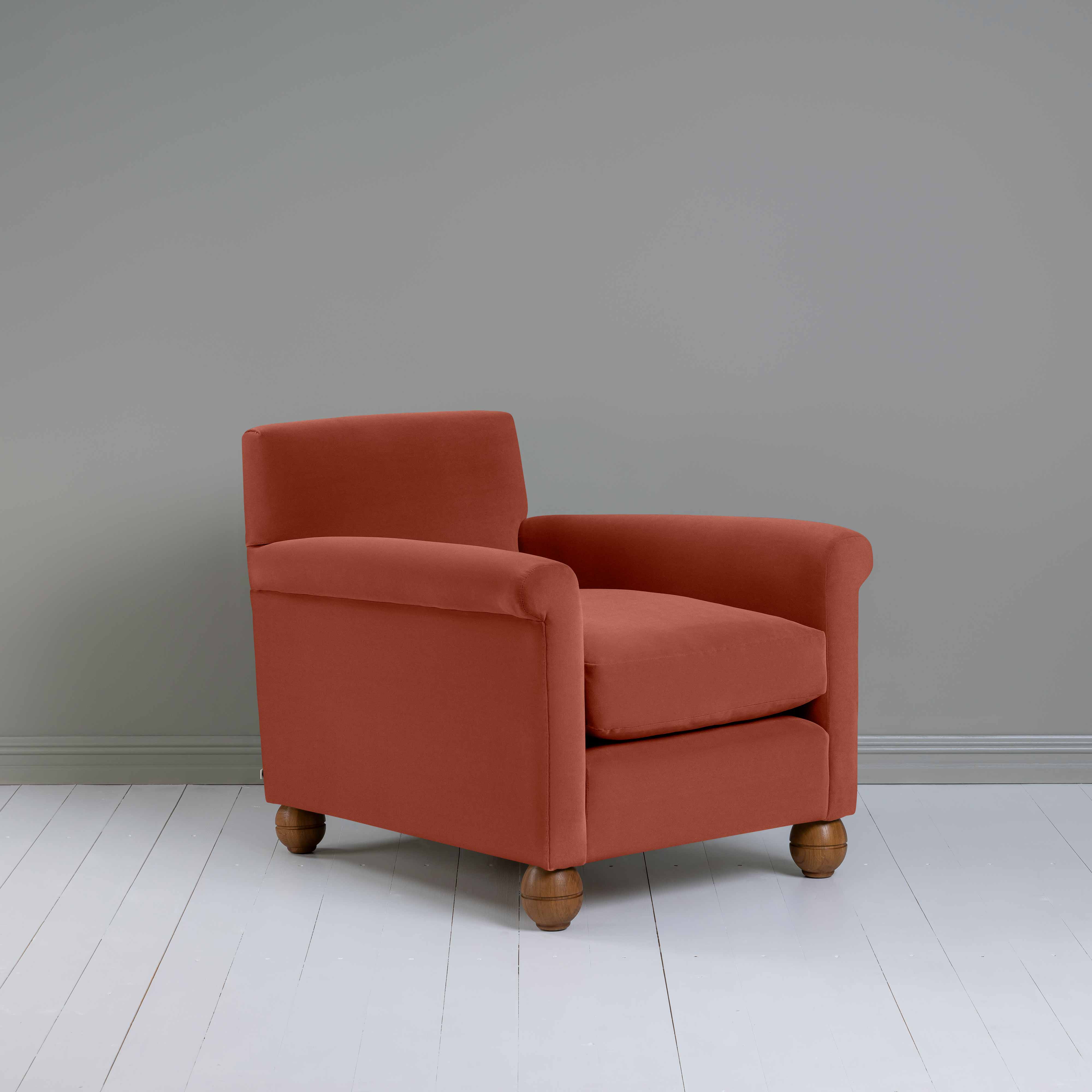  Idler Armchair in Intelligent Velvet Sienna - Nicola Harding 