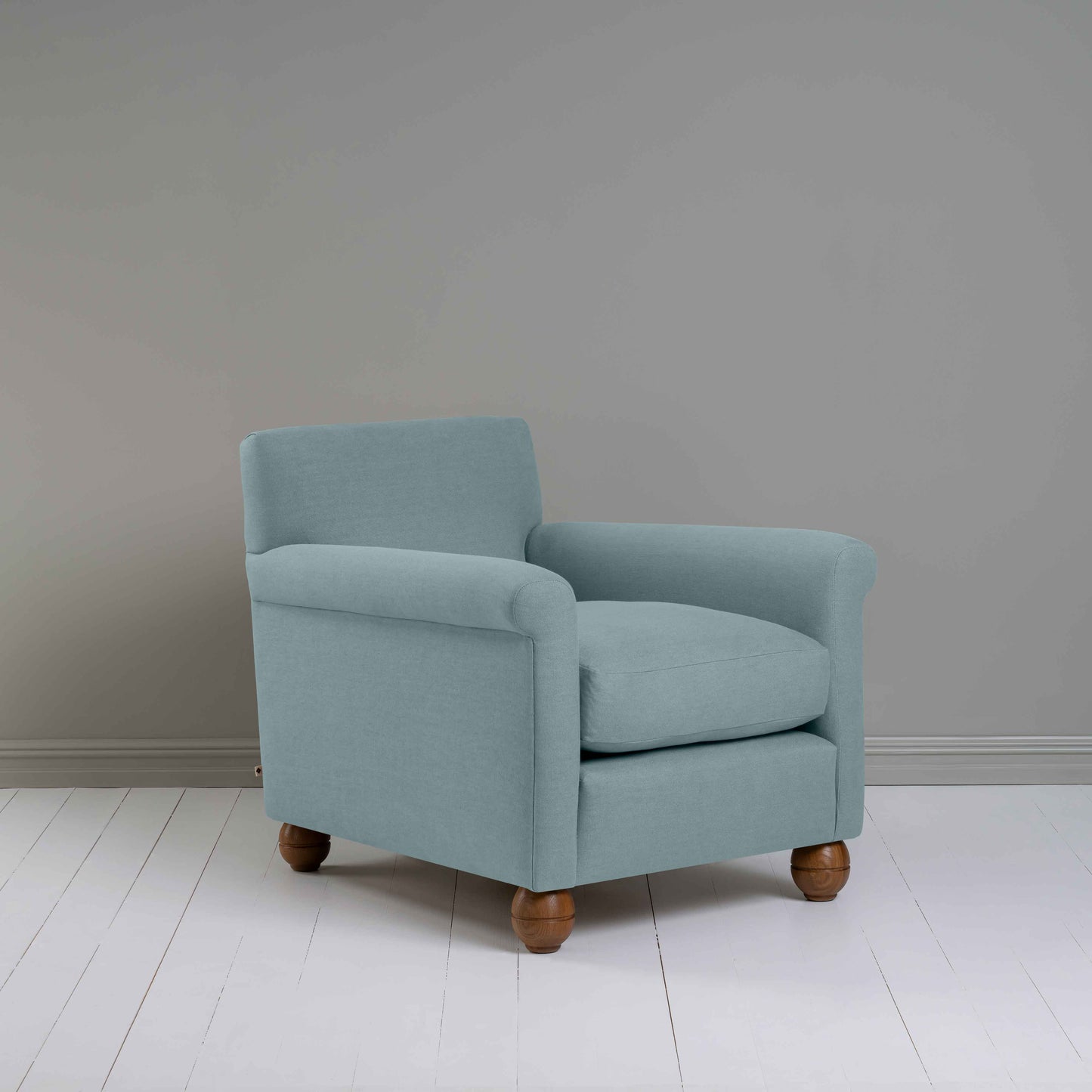 Idler Armchair in Laidback Linen Cerulean - Nicola Harding