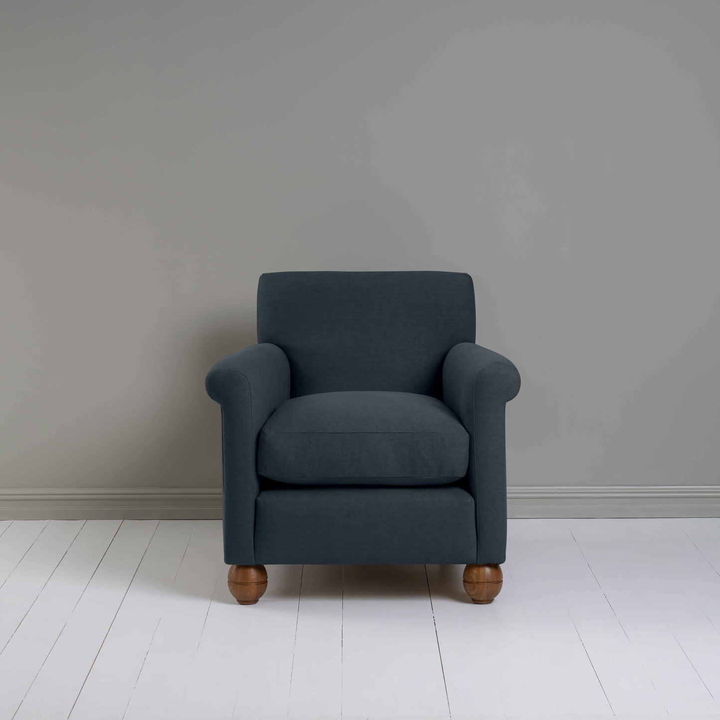 Idler Armchair in Laidback Linen Midnight - Nicola Harding