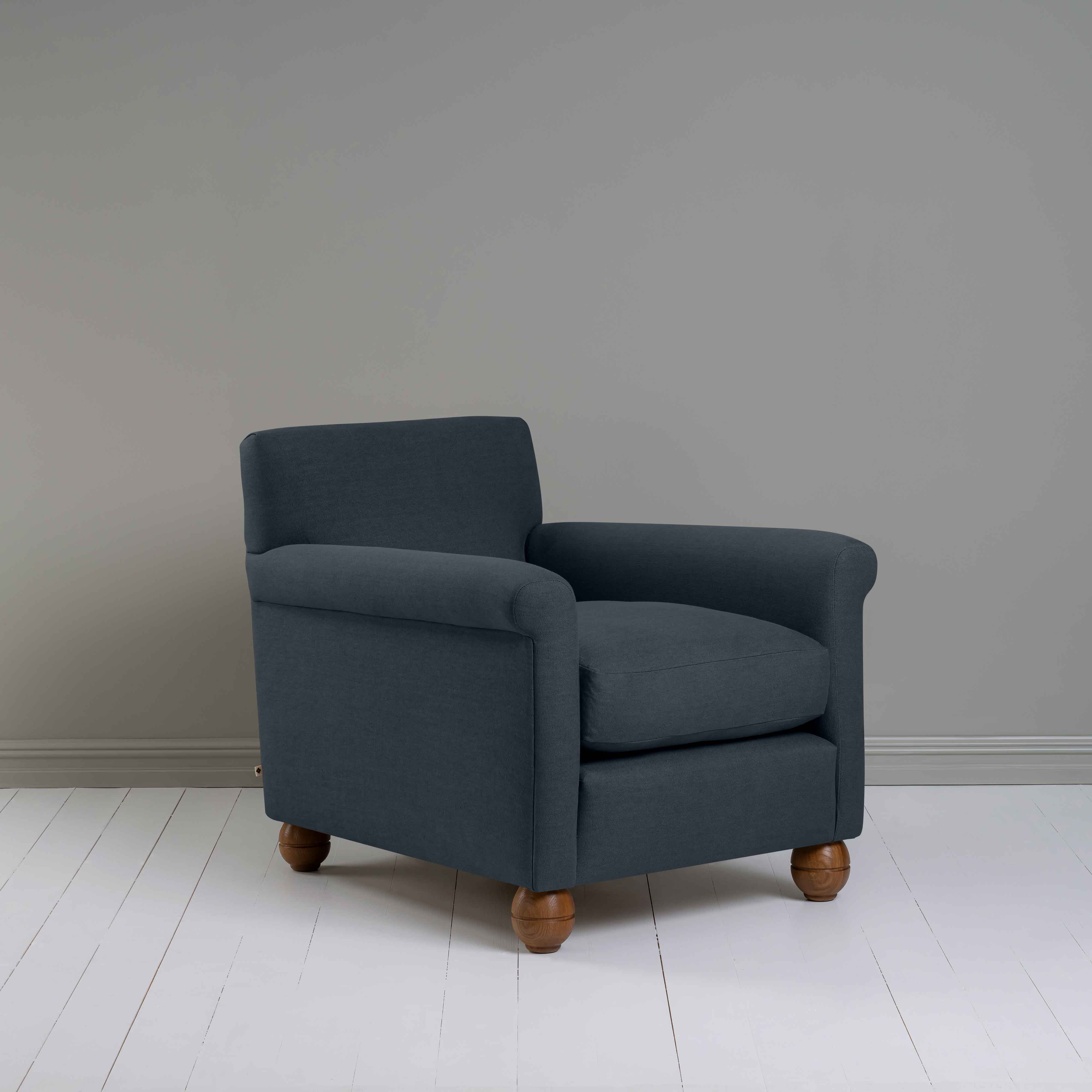  Idler Armchair in Laidback Linen Midnight - Nicola Harding 