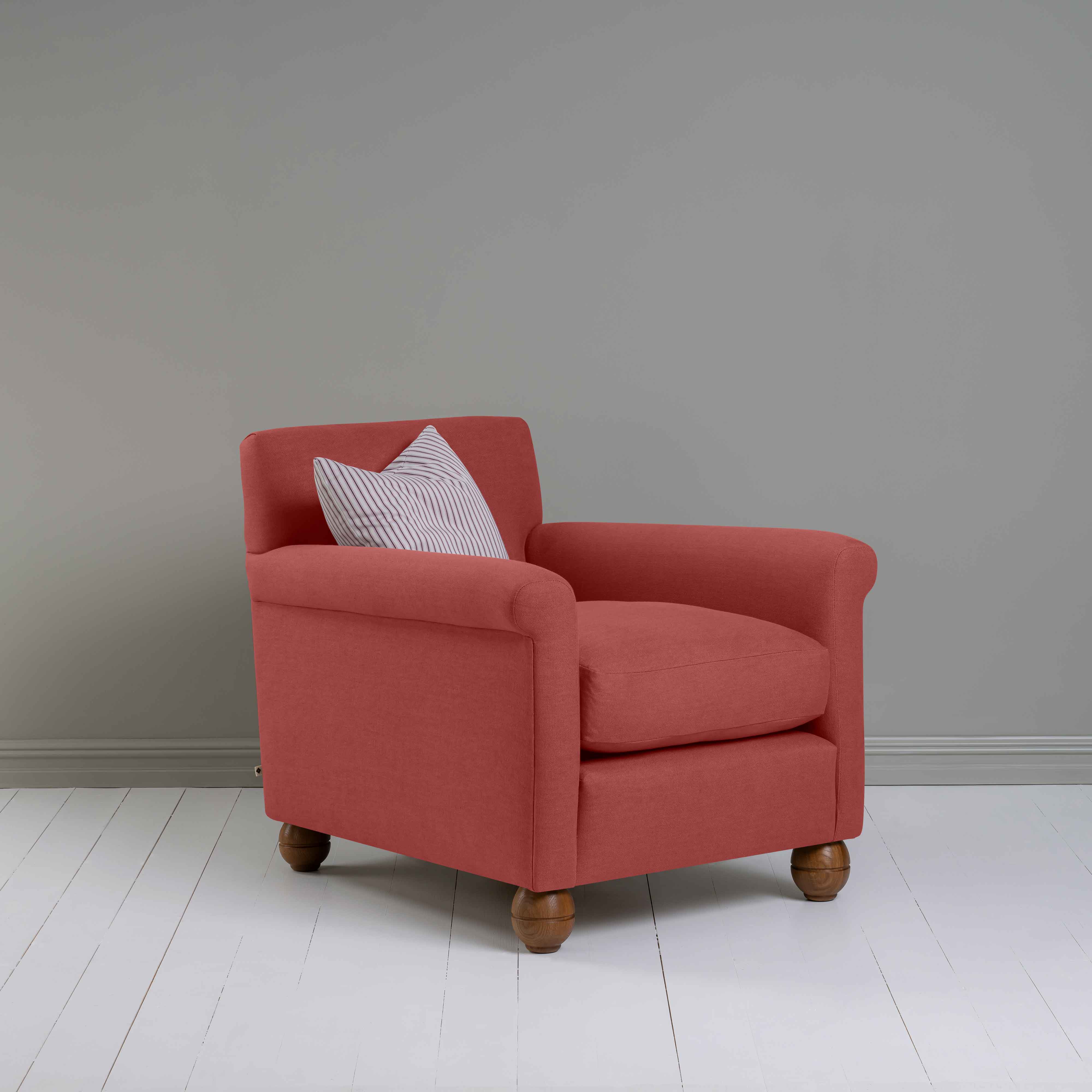  Idler Armchair in Laidback Linen Rouge - Nicola Harding 