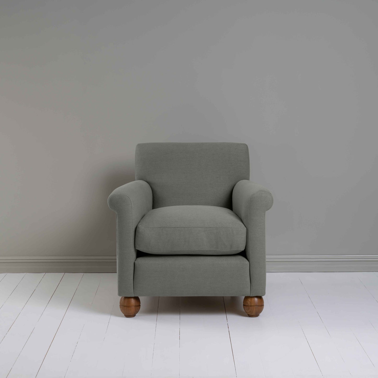 Idler Armchair in Laidback Linen Shadow - Nicola Harding