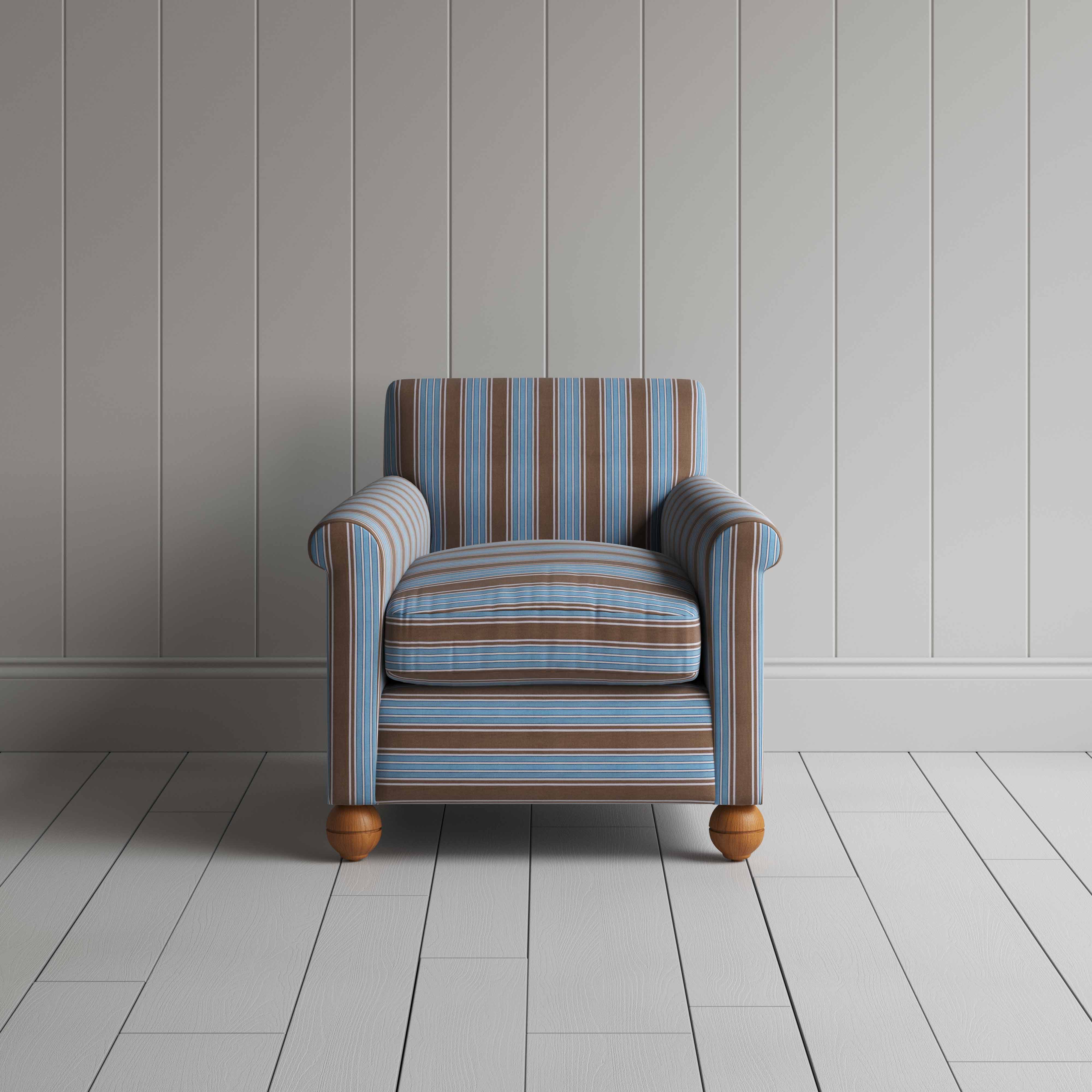  Idler Armchair in Regatta Cotton, Blue - Nicola Harding 