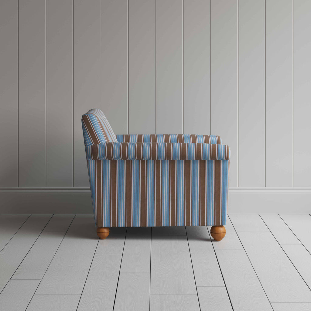  Idler Armchair in Regatta Cotton, Blue - Nicola Harding 