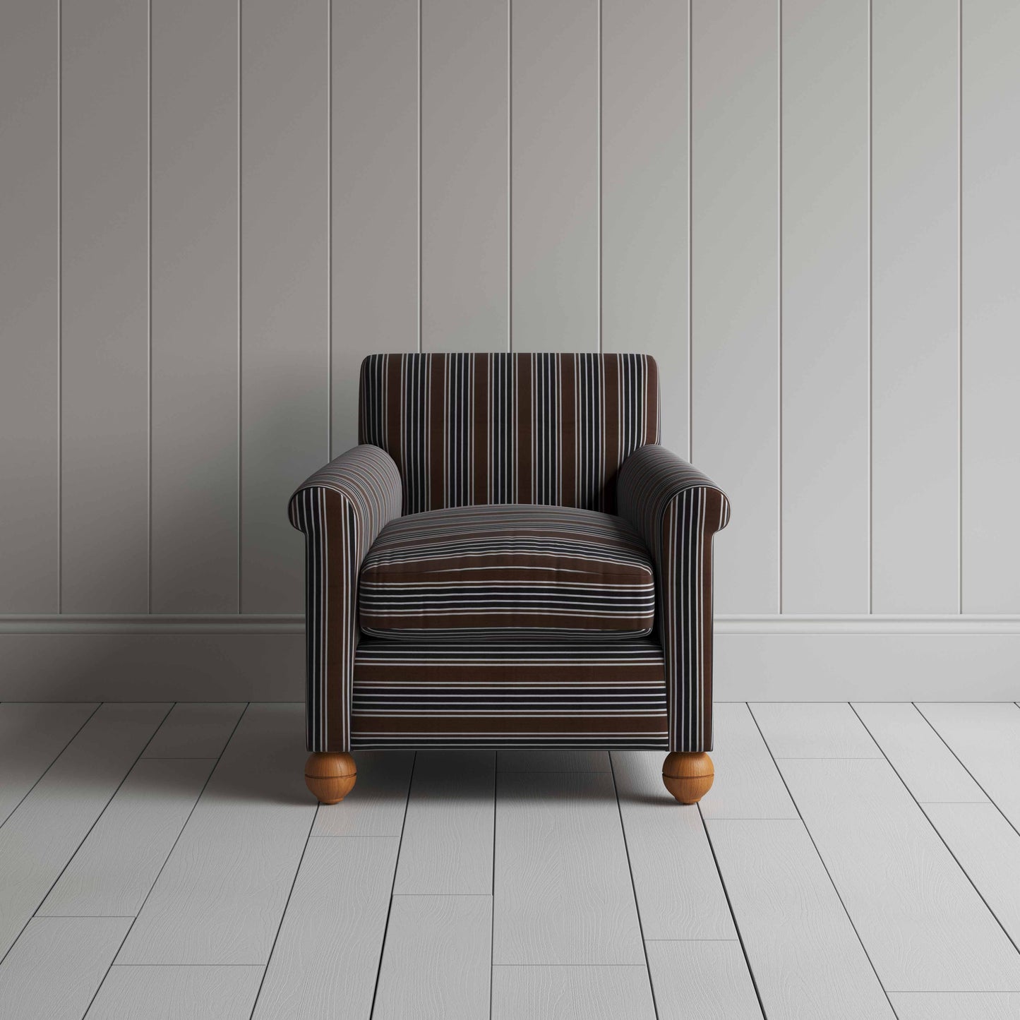 Idler Armchair in Regatta Cotton, Charcoal - Nicola Harding