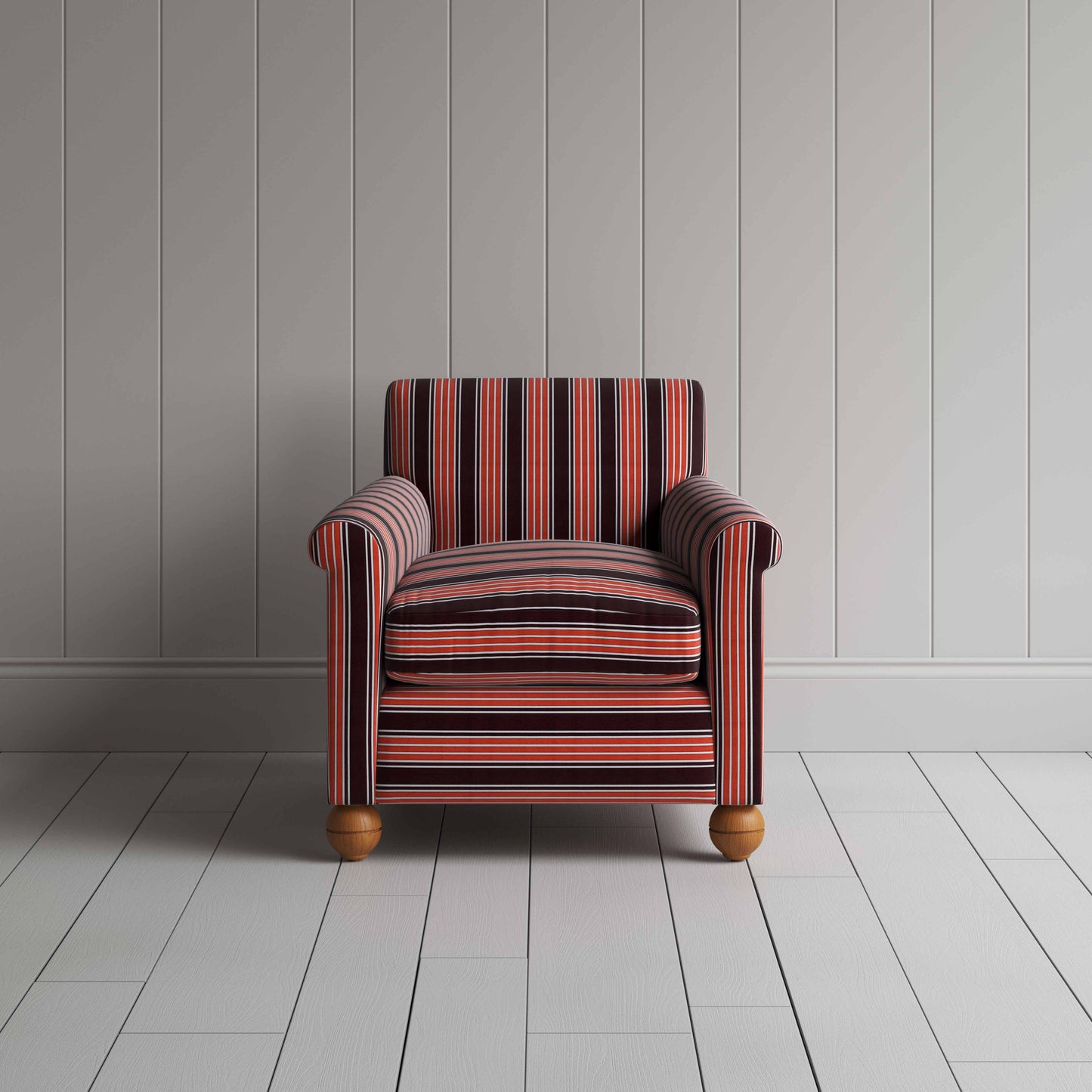 Idler Armchair in Regatta Cotton, Flame - Nicola Harding