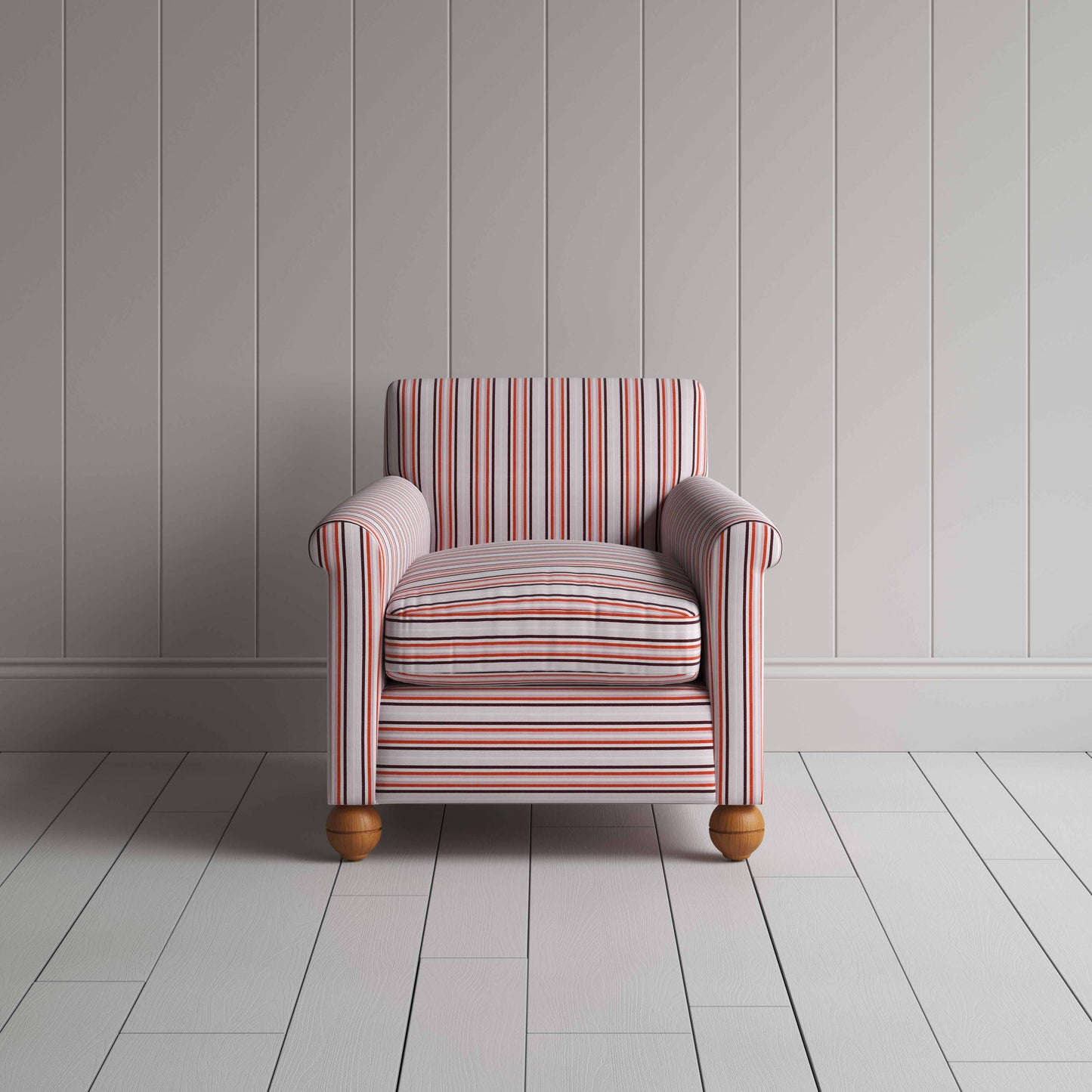 Idler Armchair in Slow Lane Cotton Linen, Berry - Nicola Harding