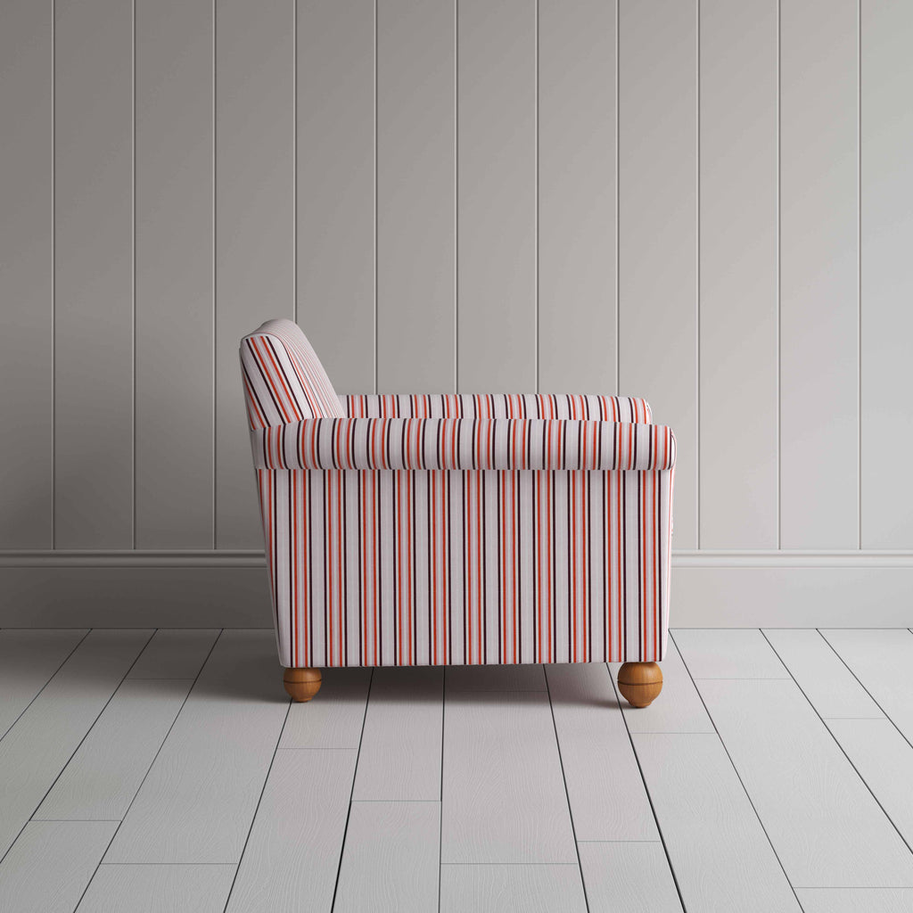  Idler Armchair in Slow Lane Cotton Linen, Berry - Nicola Harding 